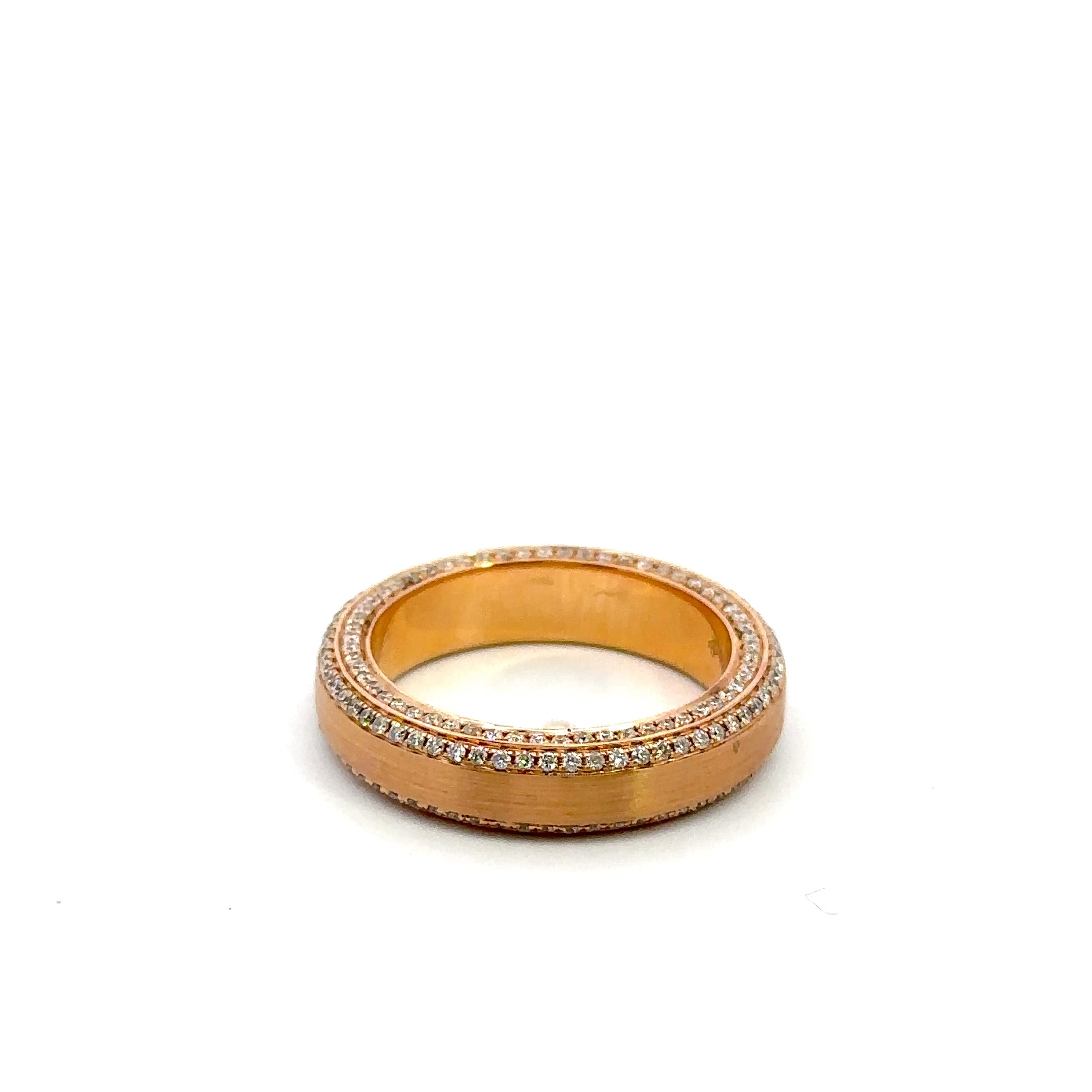 18K Rose Gold Diamond Band Ring with Milgrain Detail
