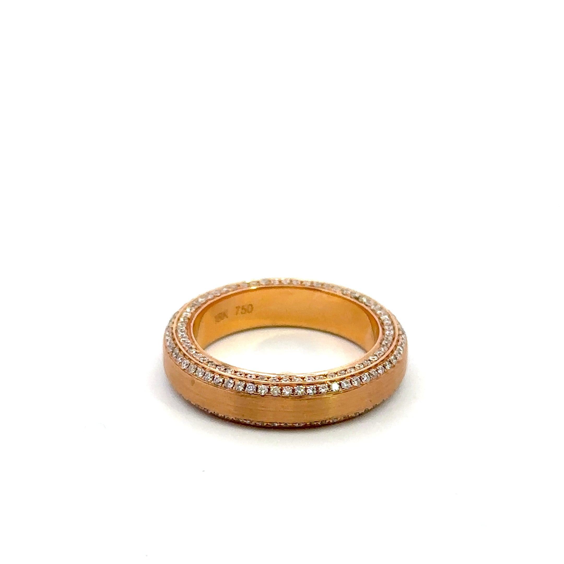 18K Rose Gold Diamond Band Ring with Milgrain Detail