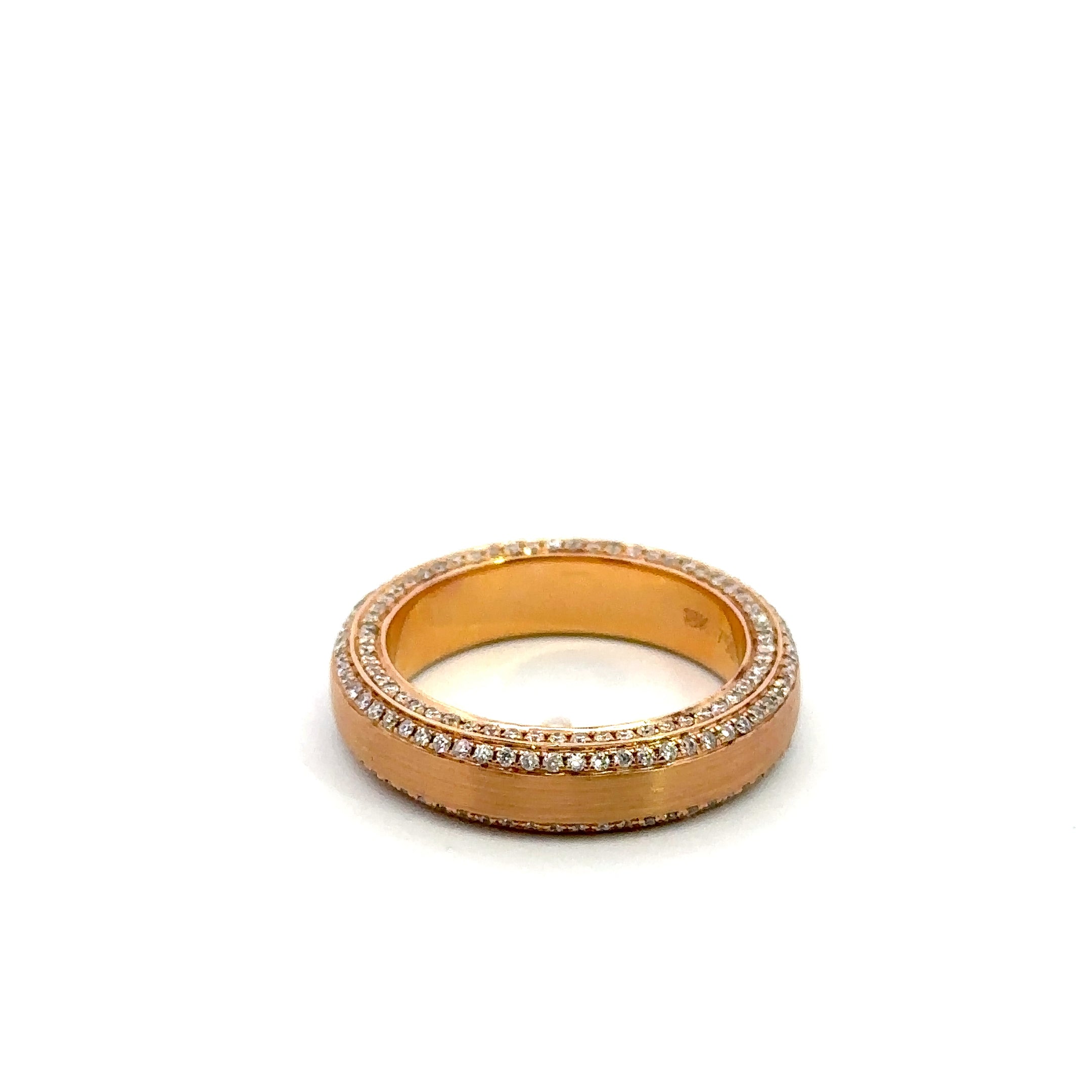 18K Rose Gold Diamond Band Ring with Milgrain Detail