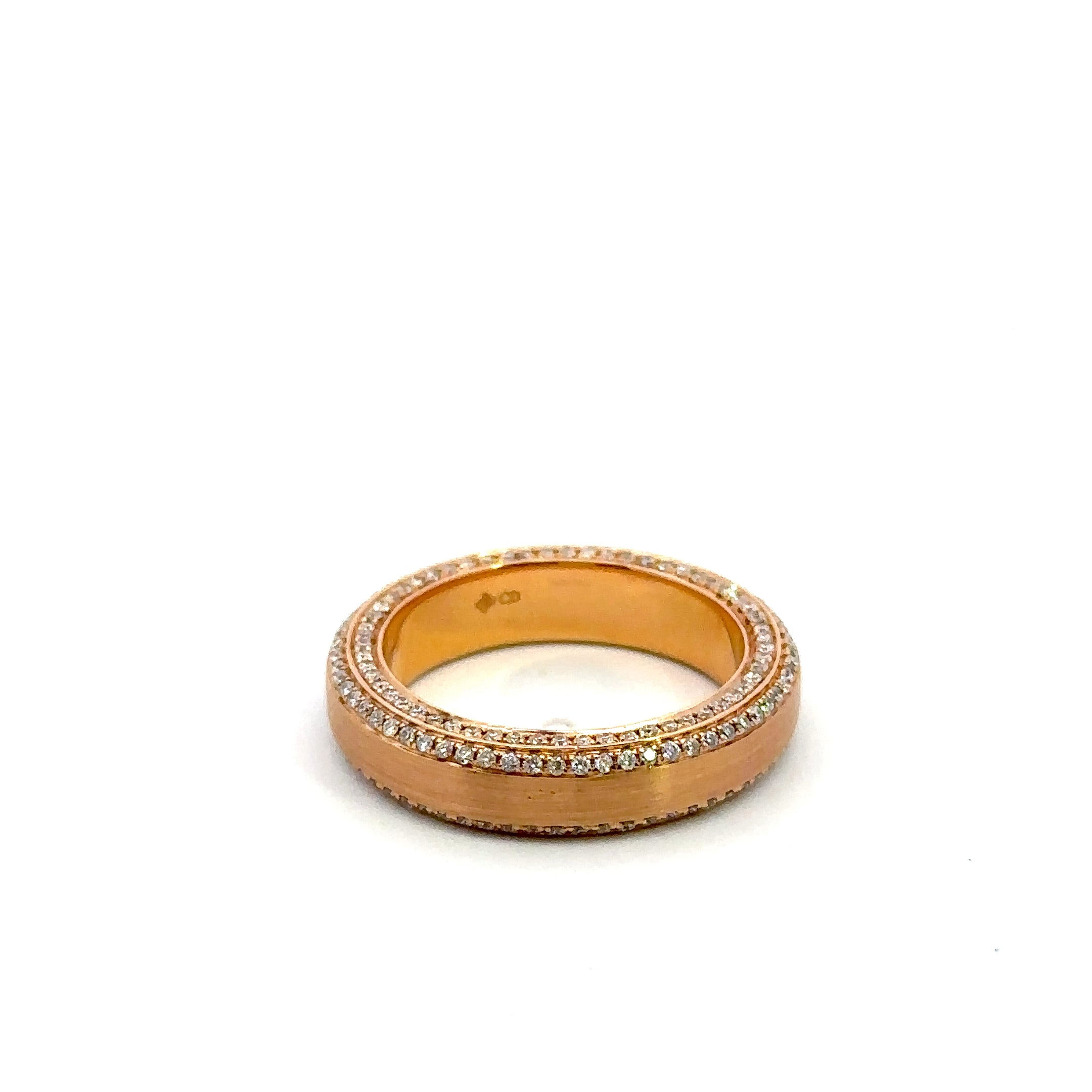 18K Rose Gold Diamond Band Ring with Milgrain Detail