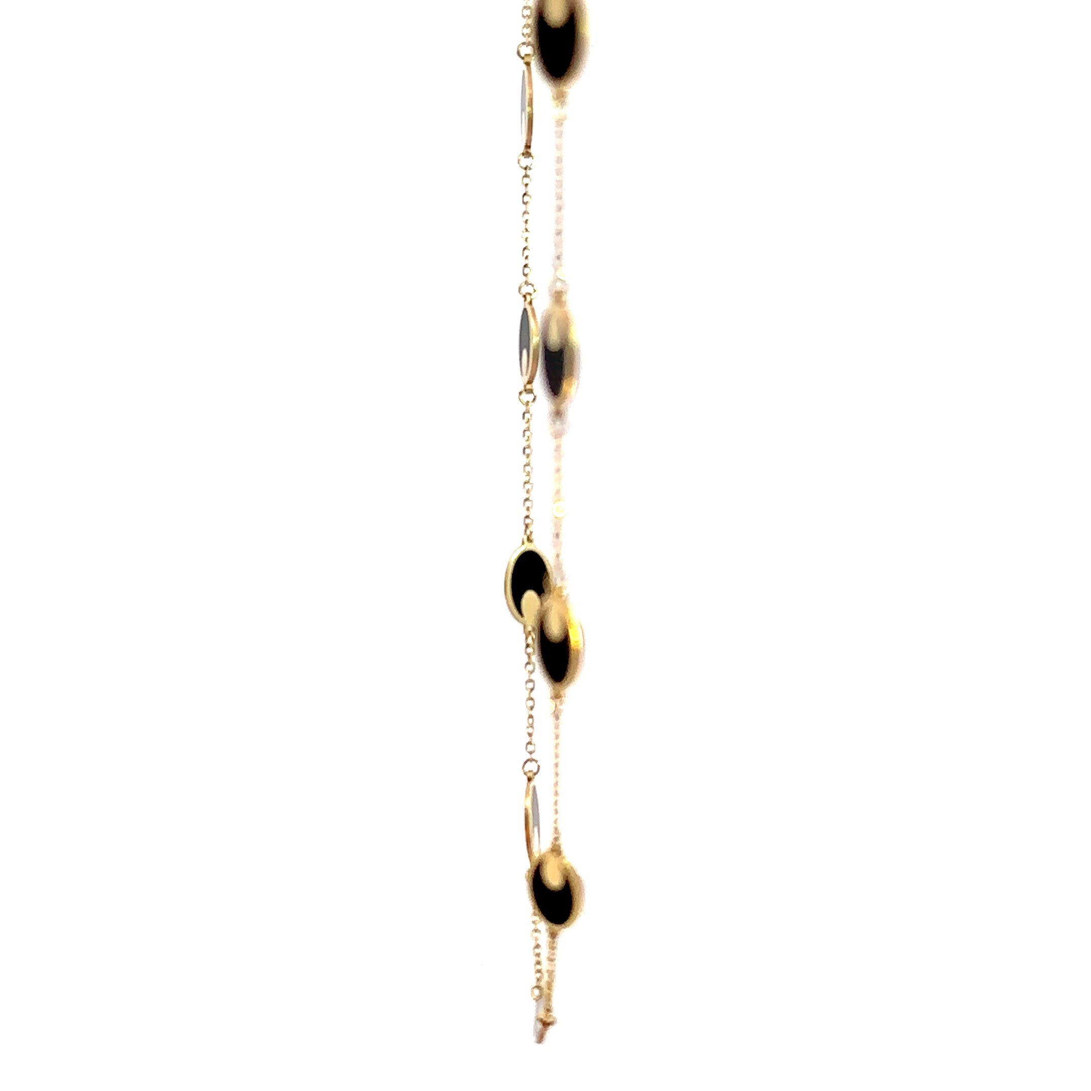 14K Yellow Gold Black Onyx Oval Station Necklace