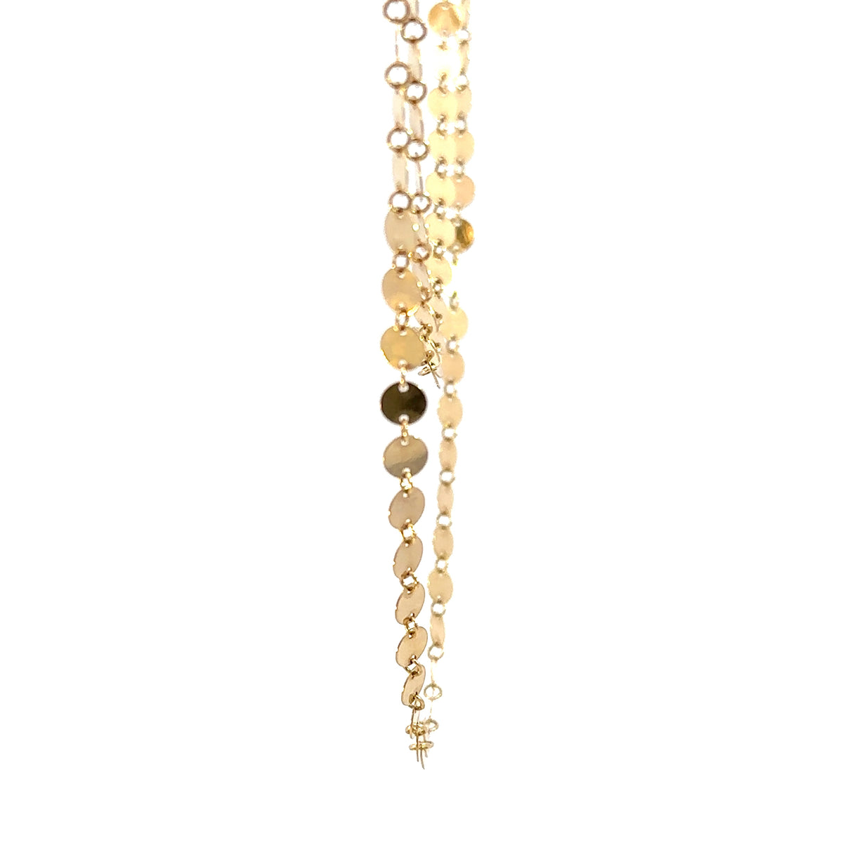 14K Gold Disc Necklace 20 Inch – Flat Disk Chain Shimmer Necklace
