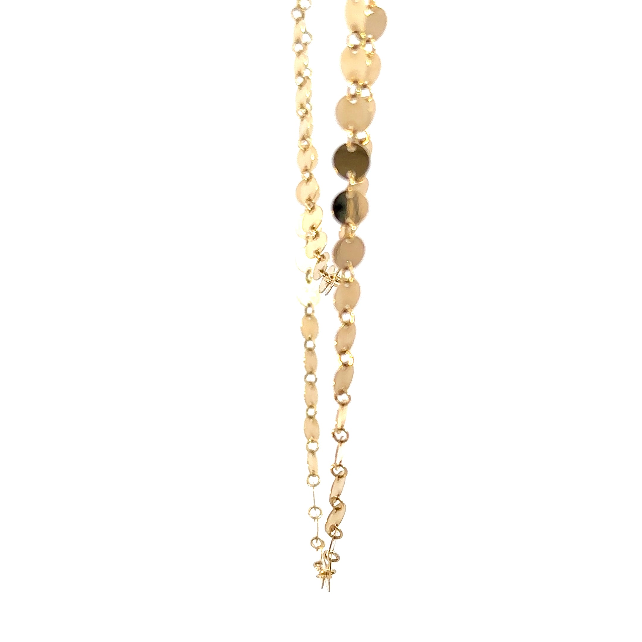 14K Gold Disc Necklace 20 Inch – Flat Disk Chain Shimmer Necklace