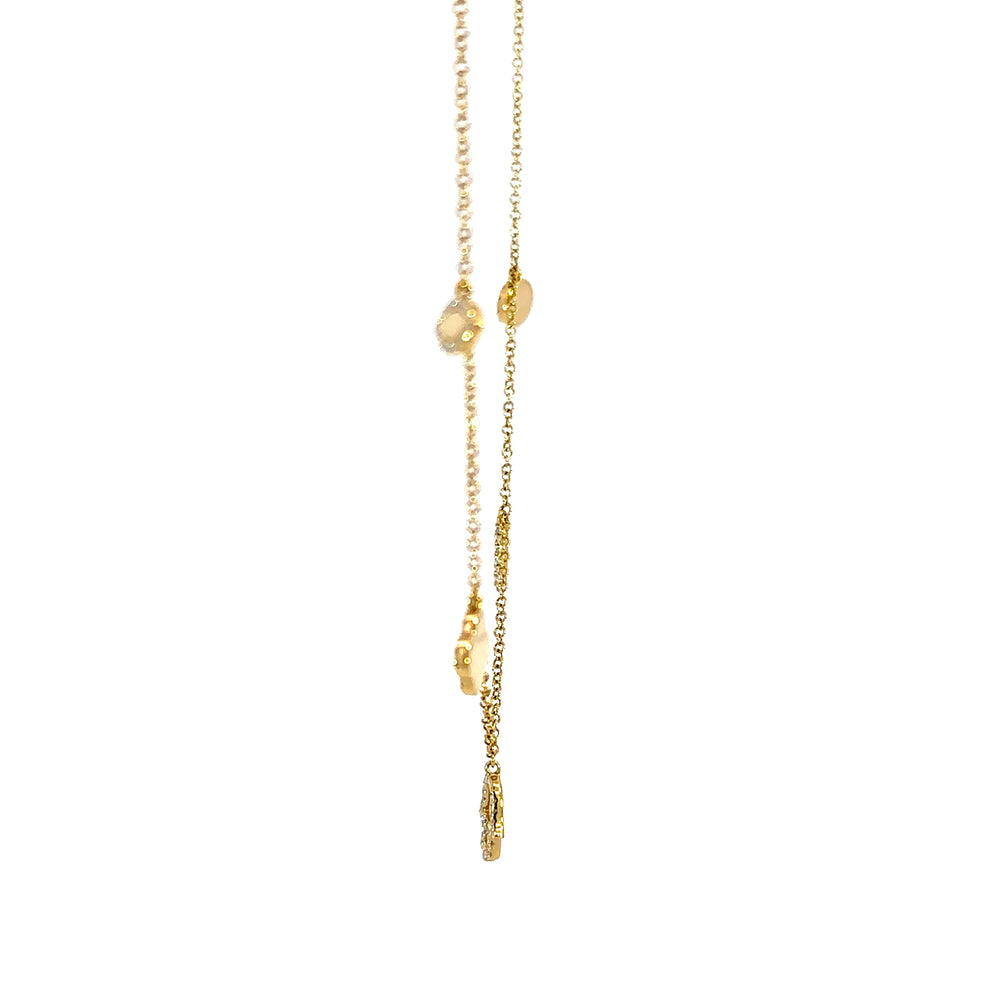 14K Yellow Gold Hamsa, Clover & Evil Eye Diamond Charm Necklace