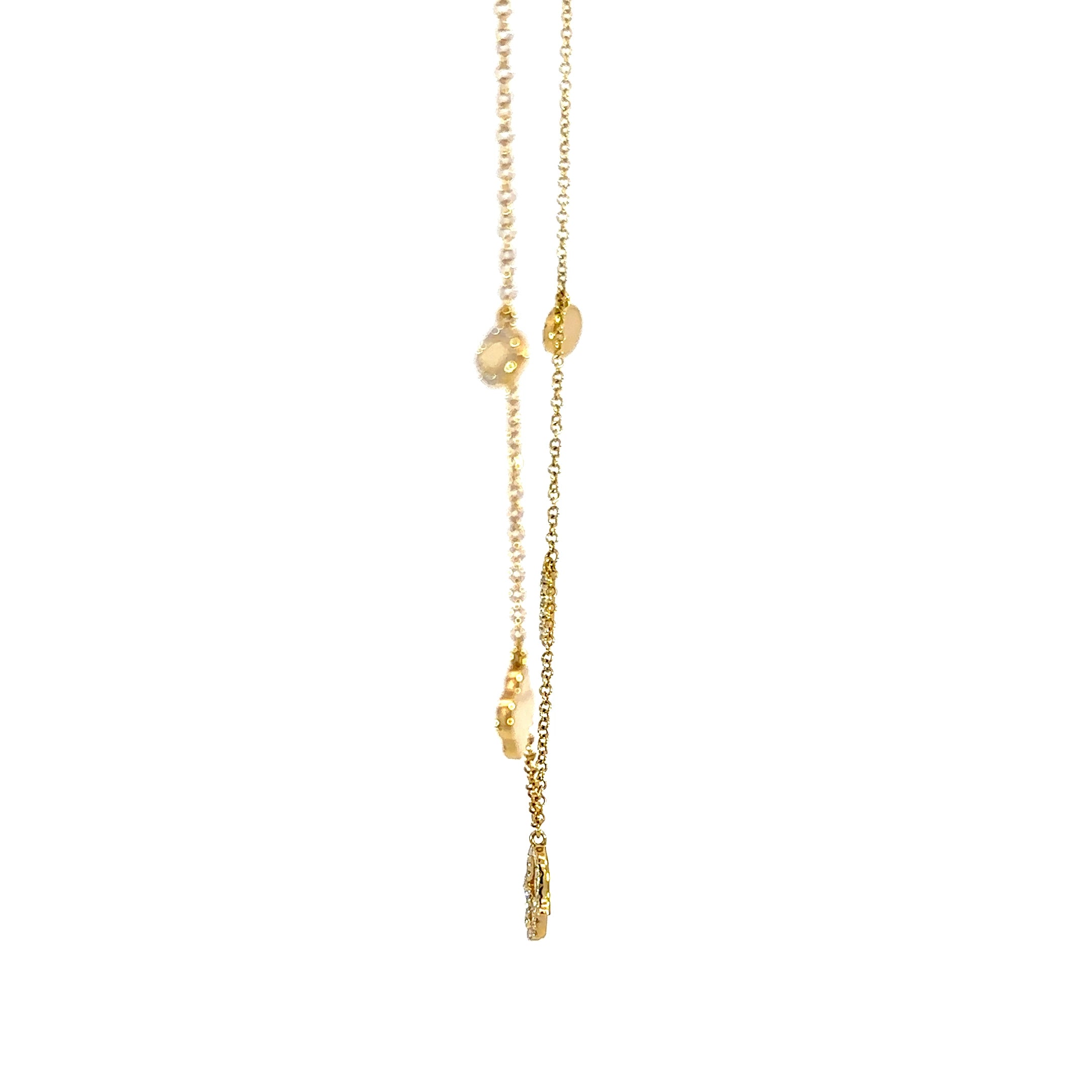 14K Yellow Gold Hamsa, Clover & Evil Eye Diamond Charm Necklace
