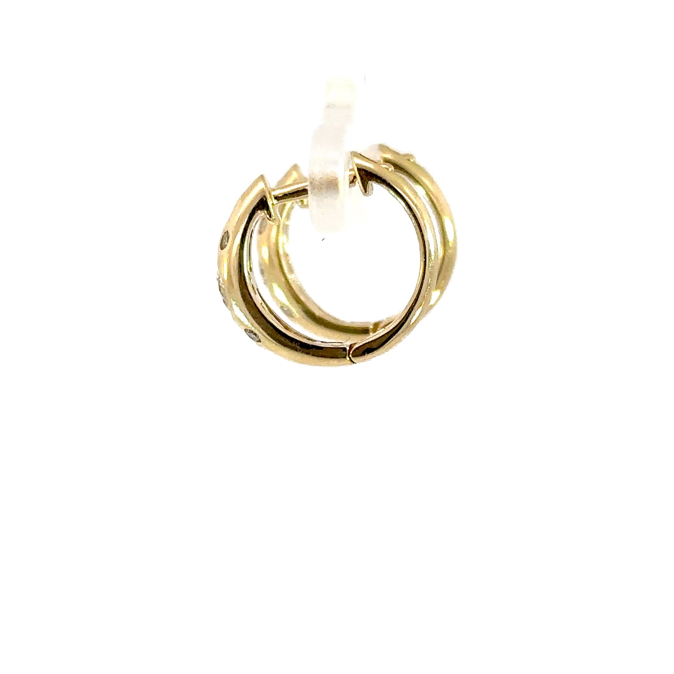 14K Yellow Gold Diamond Domed Oval Hoop Earrings