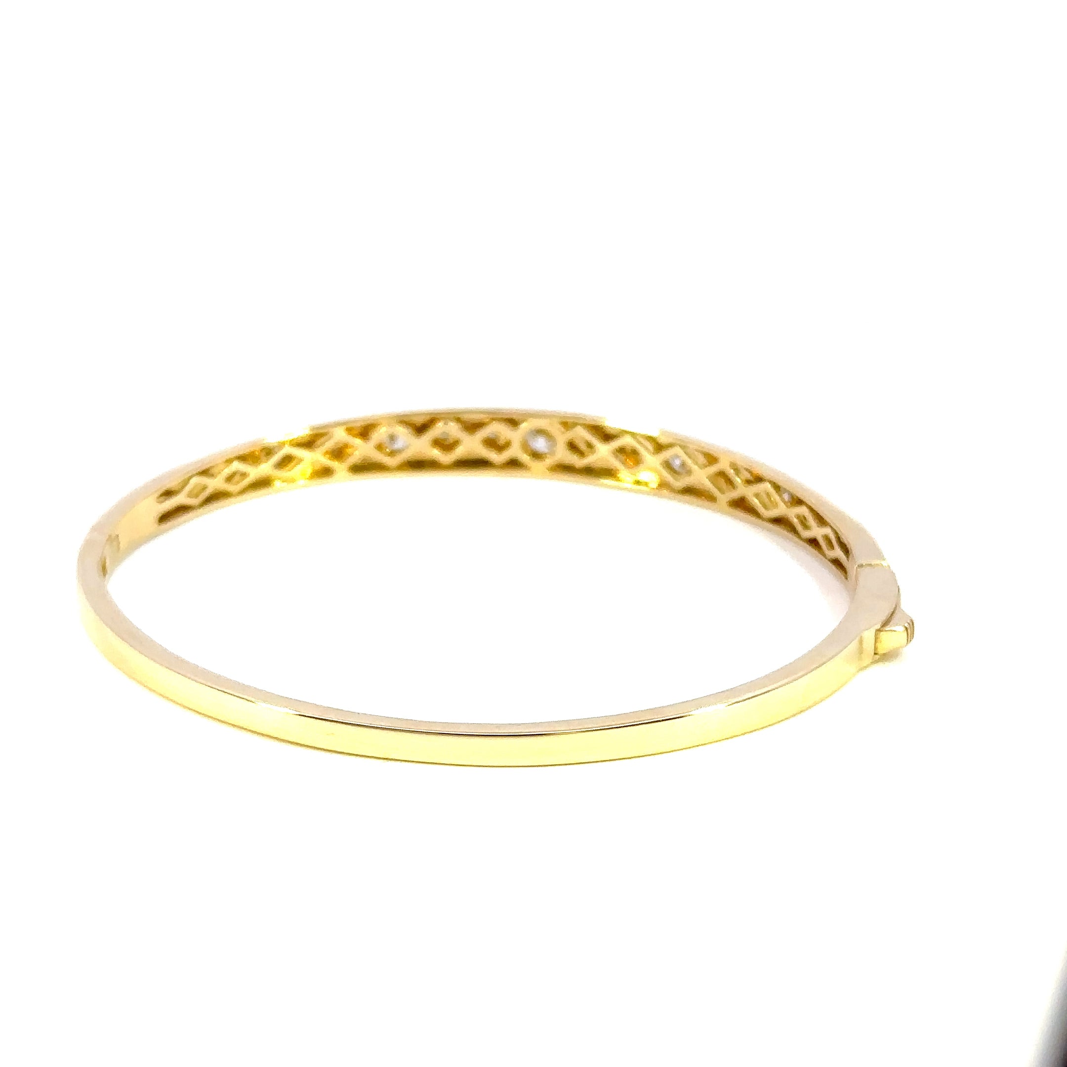 14K Yellow Gold Domed Diamond Bangle Bracelet