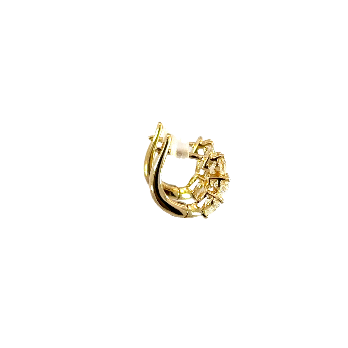 18K Yellow Gold Heart Shape Diamond Huggie Earrings 1.02 Carat Total