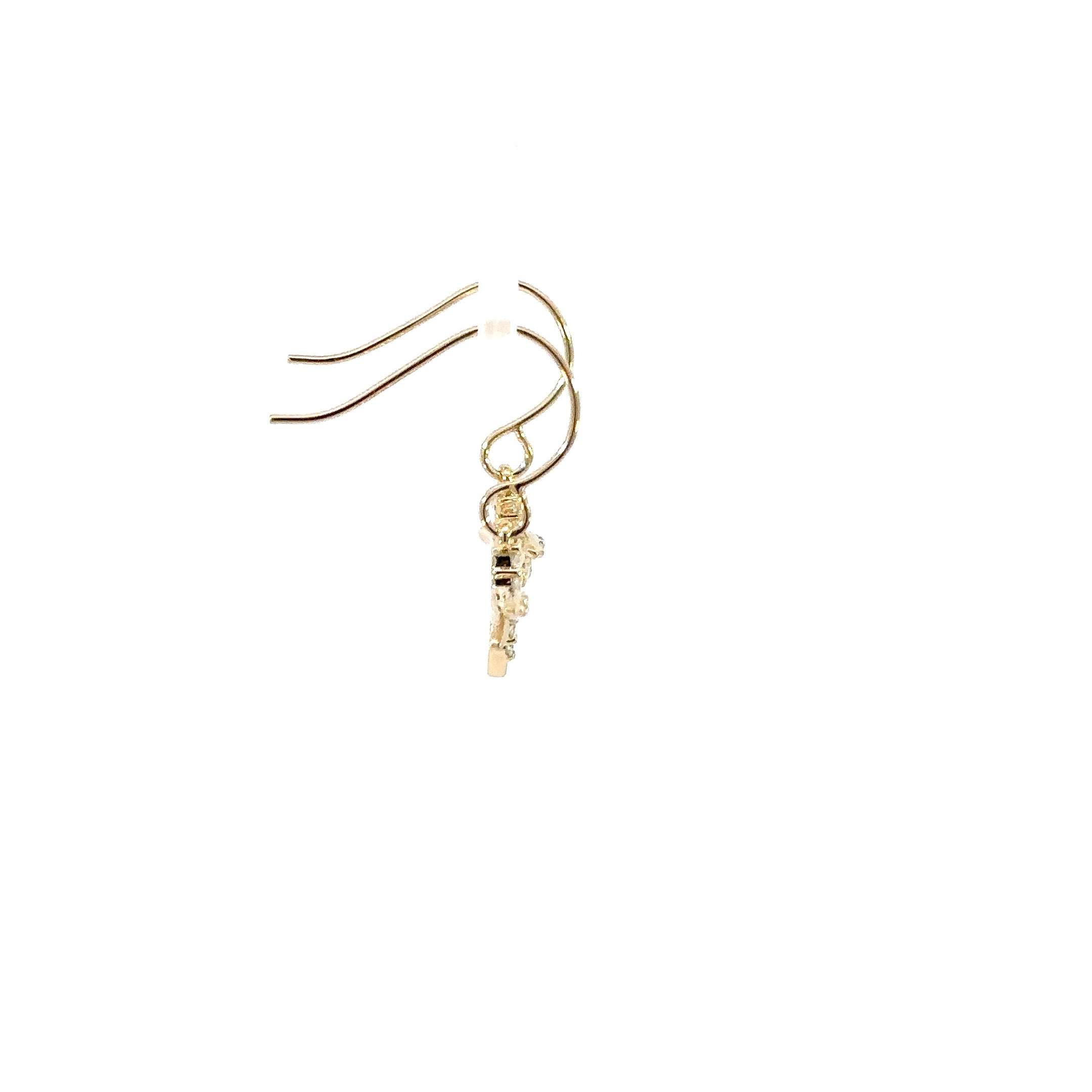 14K Yellow Gold Diamond Dragonfly Wire Earrings Satin Finish