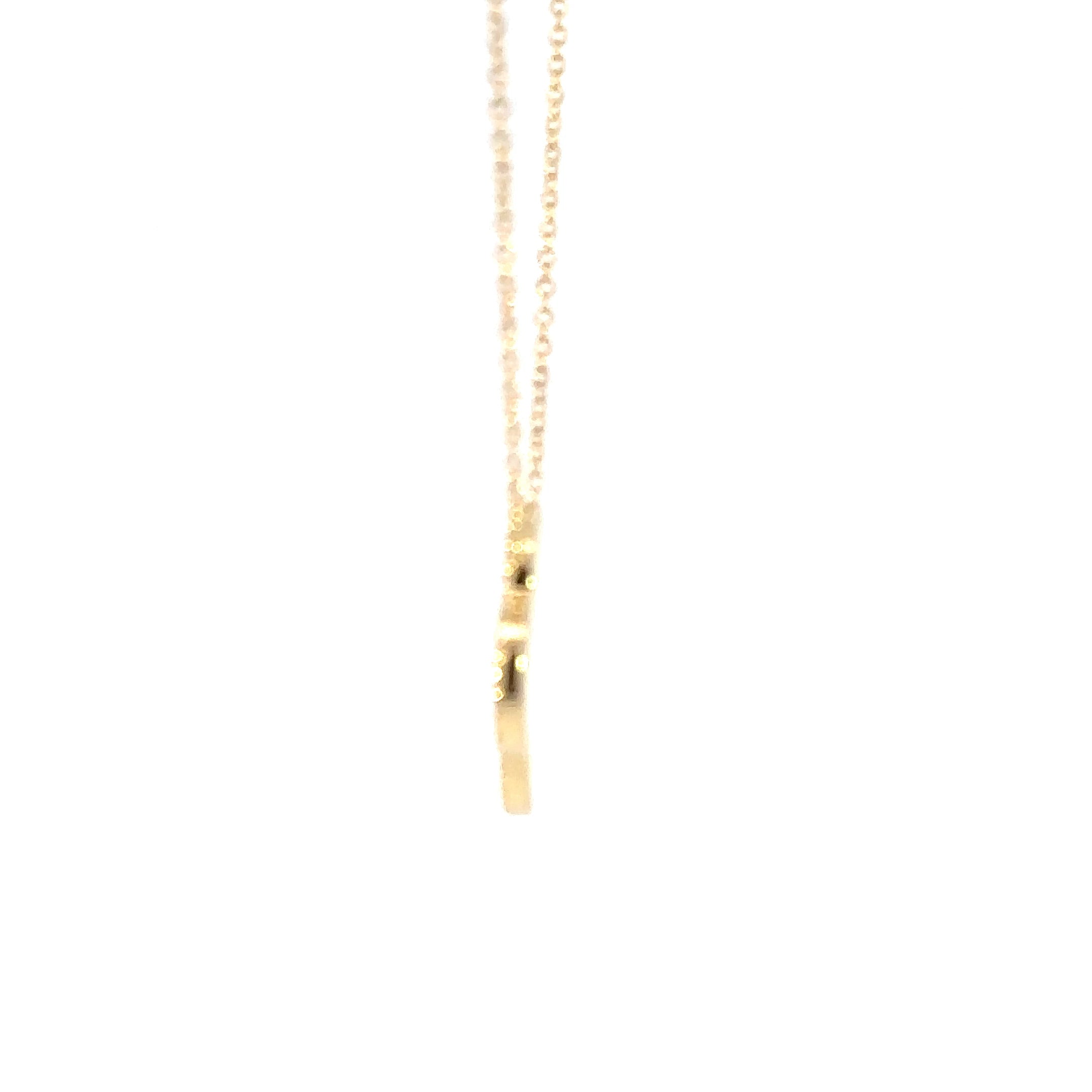 14K Yellow Gold Mother of Pearl Clover Pendant Necklace with Diamond Halo