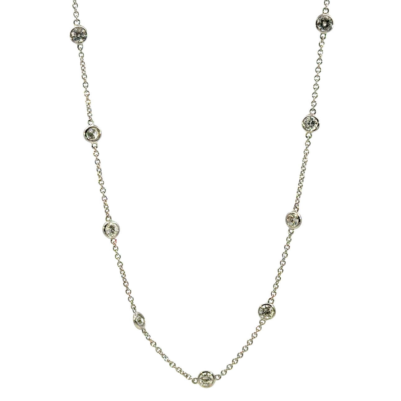 18K White Gold Diamond Station Necklace 2.05 Carats – Long Diamonds By The Yard Necklace