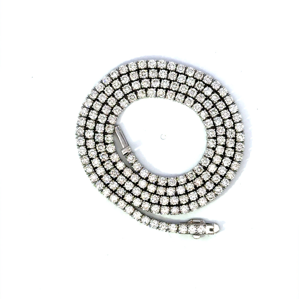 18K White Gold 9.75 Carat Diamond Tennis Necklace