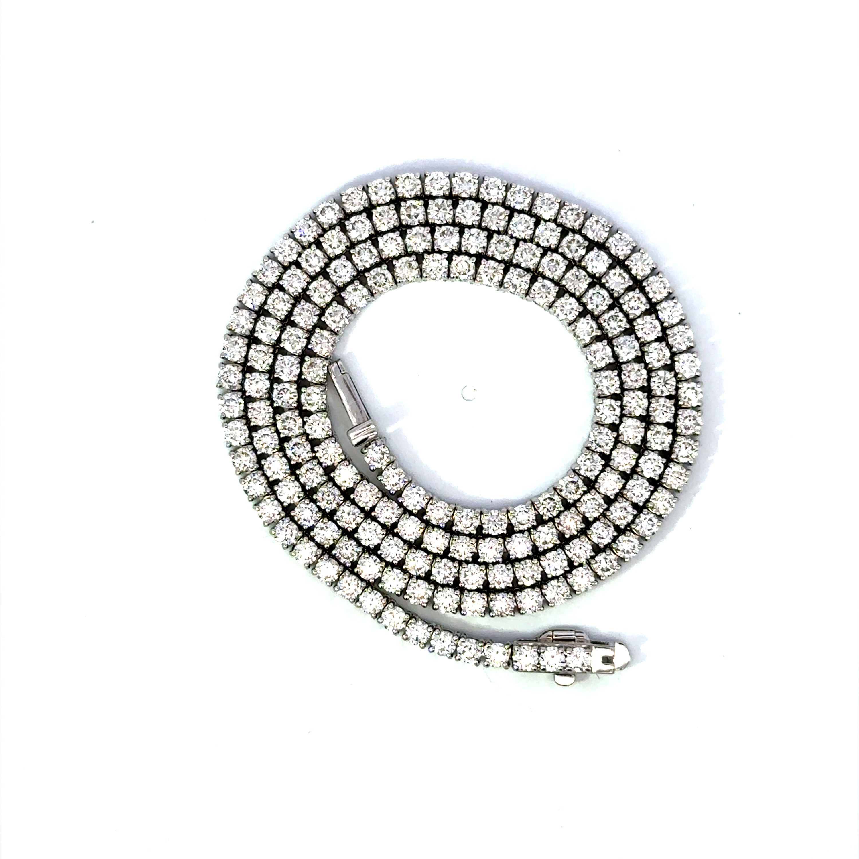 18K White Gold 9.75 Carat Diamond Tennis Necklace