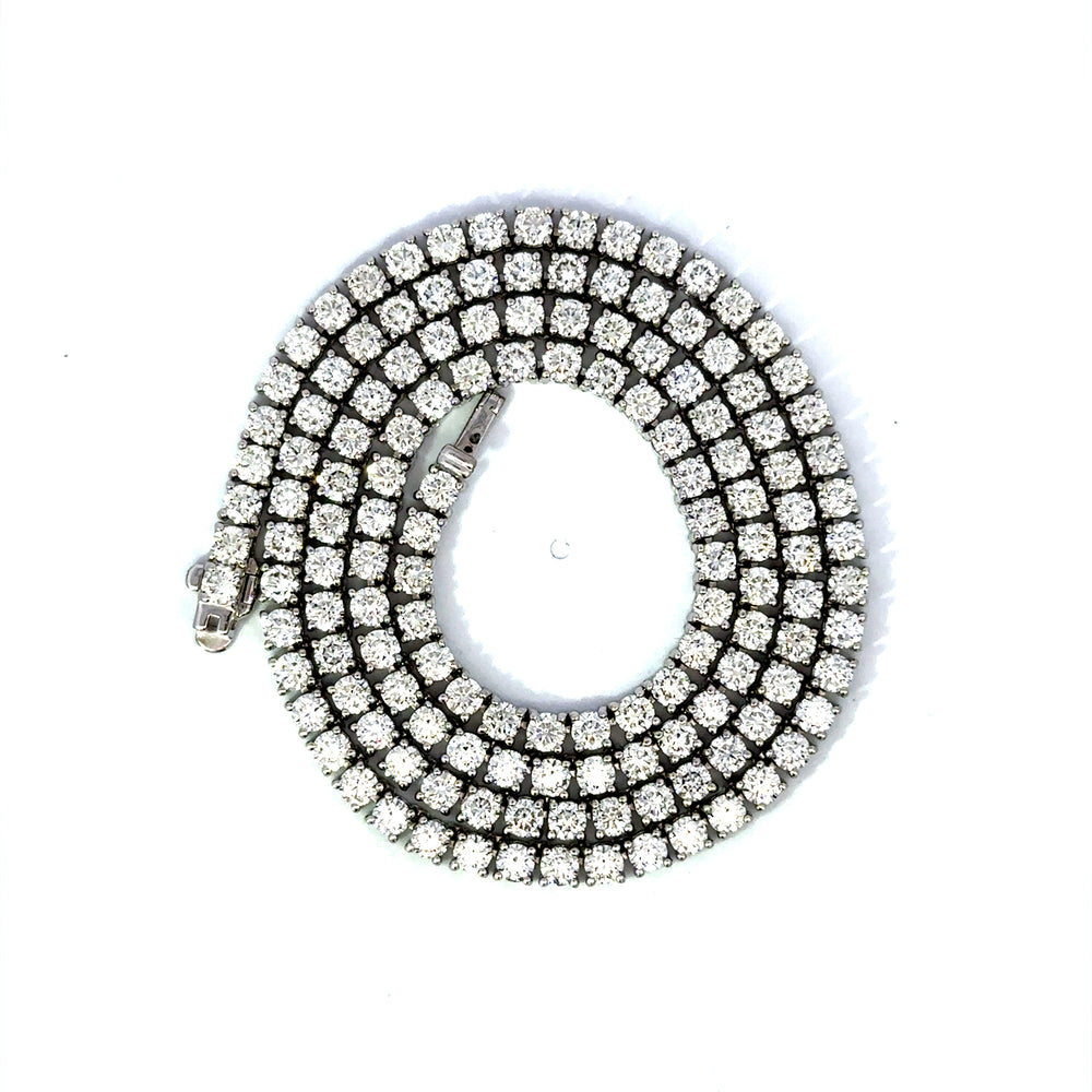 18K White Gold 14.01 Carat Diamond Tennis Necklace