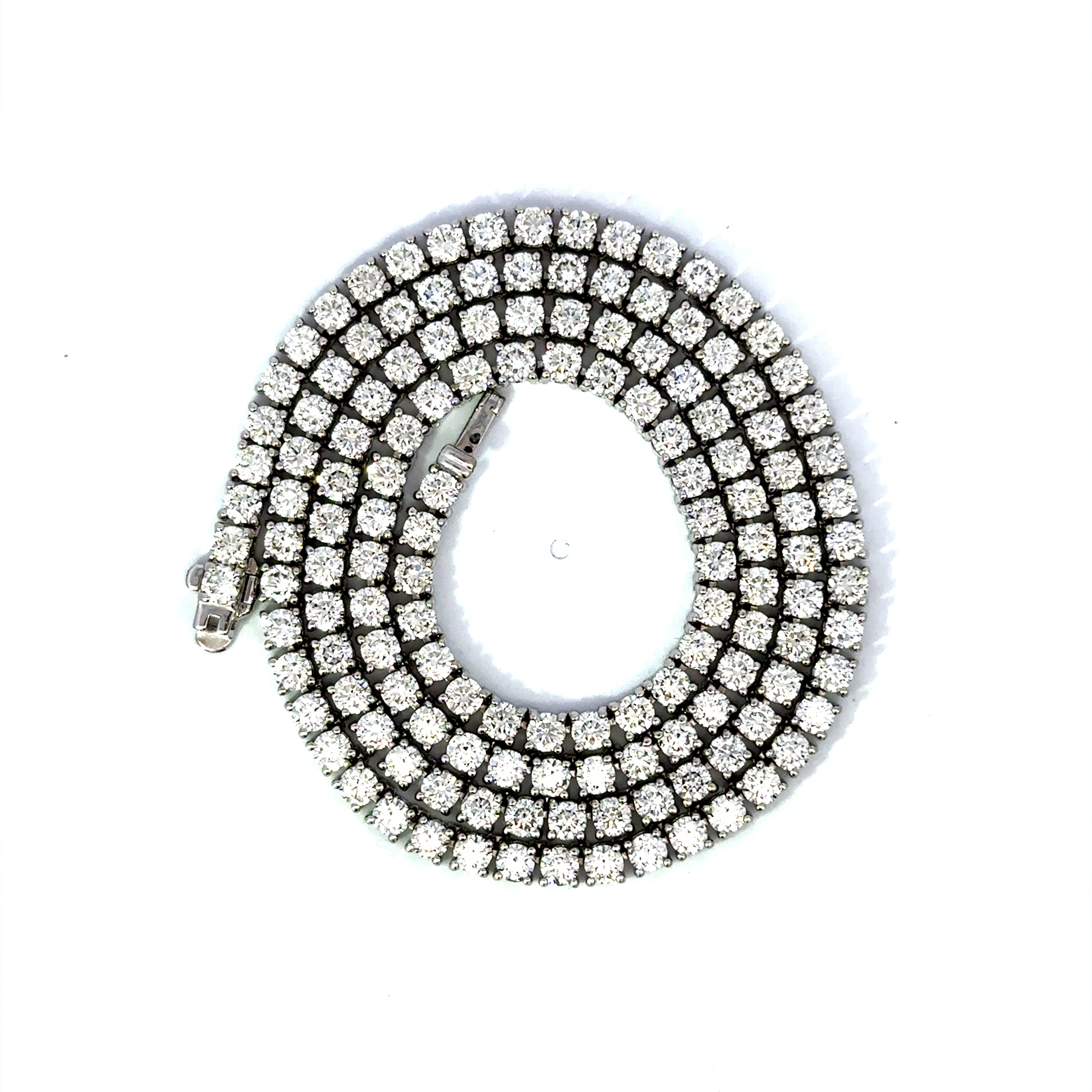 18K White Gold 14.01 Carat Diamond Tennis Necklace