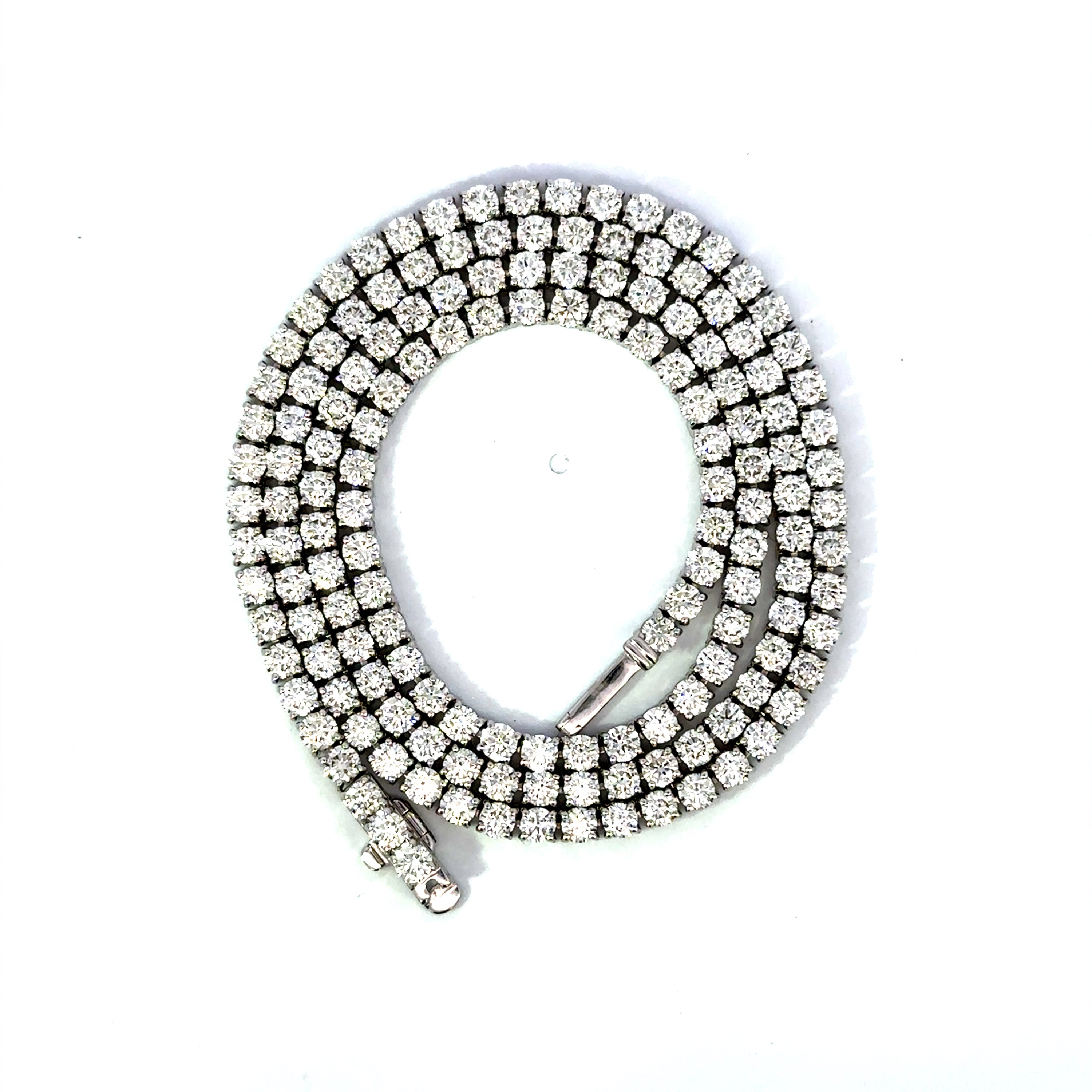 18K White Gold 12.65 Carat Diamond Tennis Necklace
