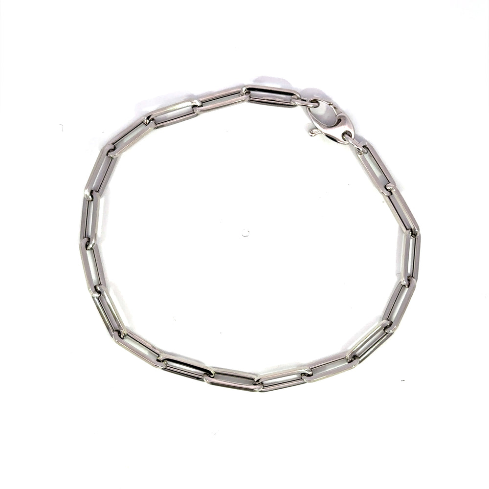 14K White Gold Paperclip Link Bracelet 3.8MM 7.5 Inch
