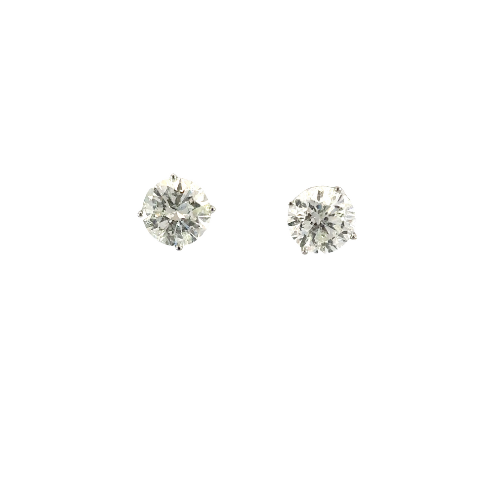 14K White Gold Round Diamond Stud Earrings 4.05 Carat Total
