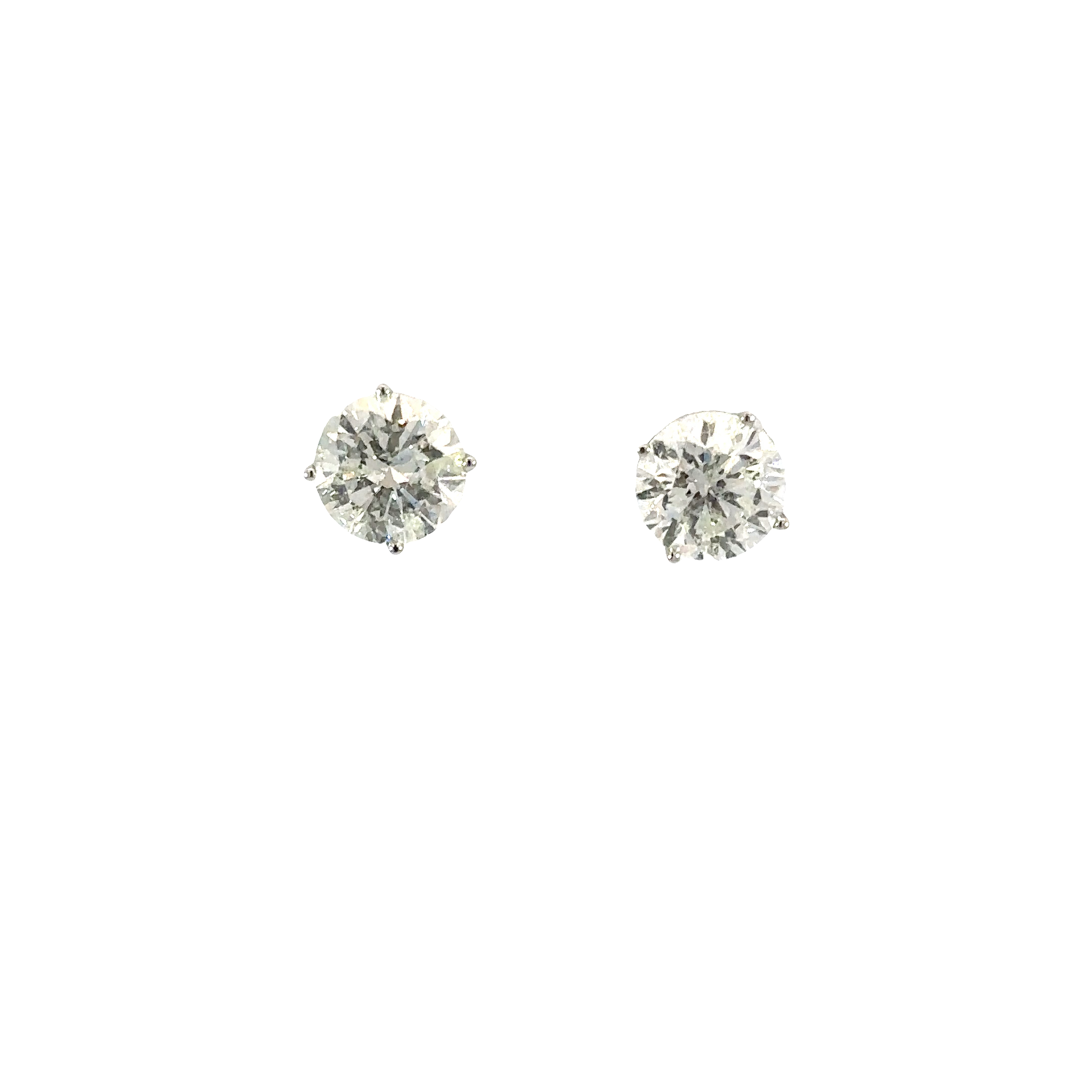 14K White Gold Round Diamond Stud Earrings 4.05 Carat Total