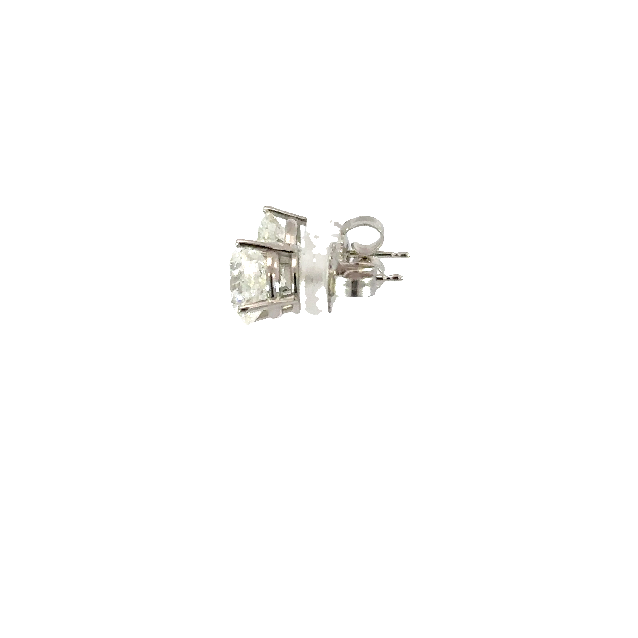 14K White Gold Round Diamond Stud Earrings 4.05 Carat Total