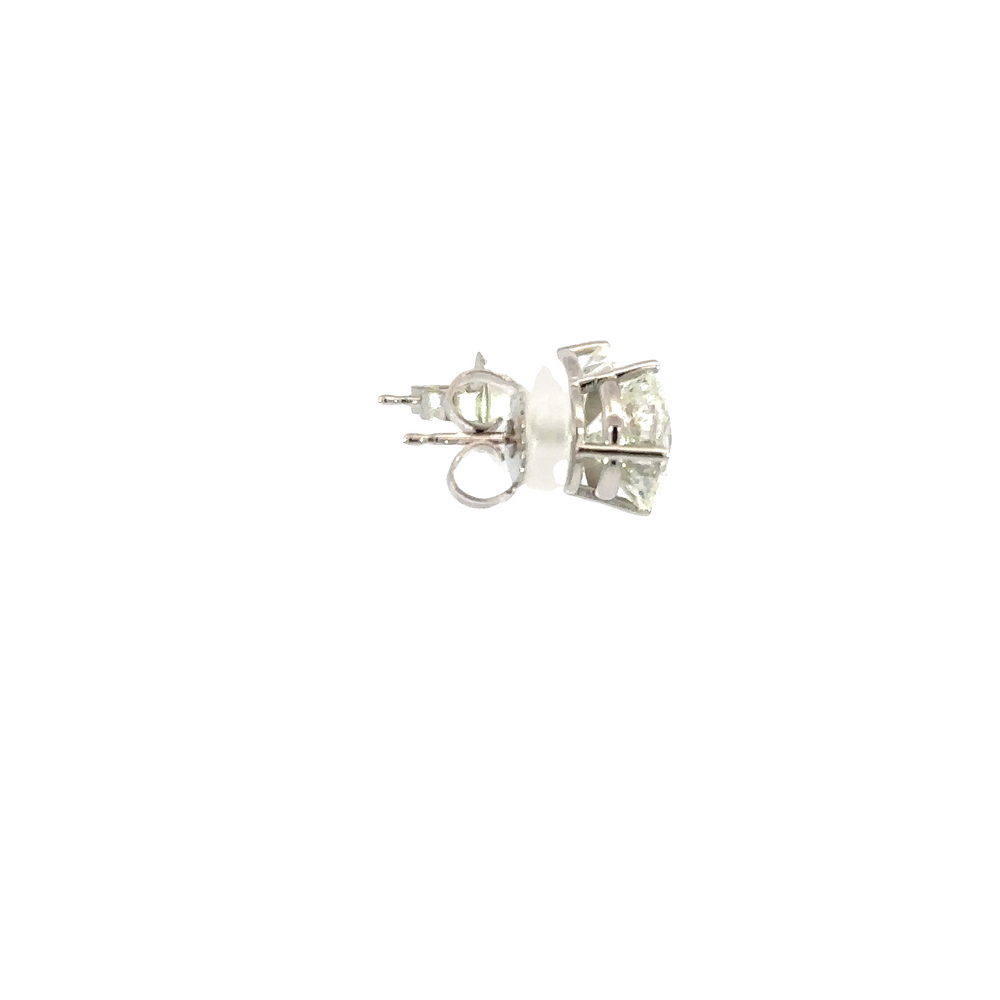 14K White Gold Round Diamond Stud Earrings 4.05 Carat Total