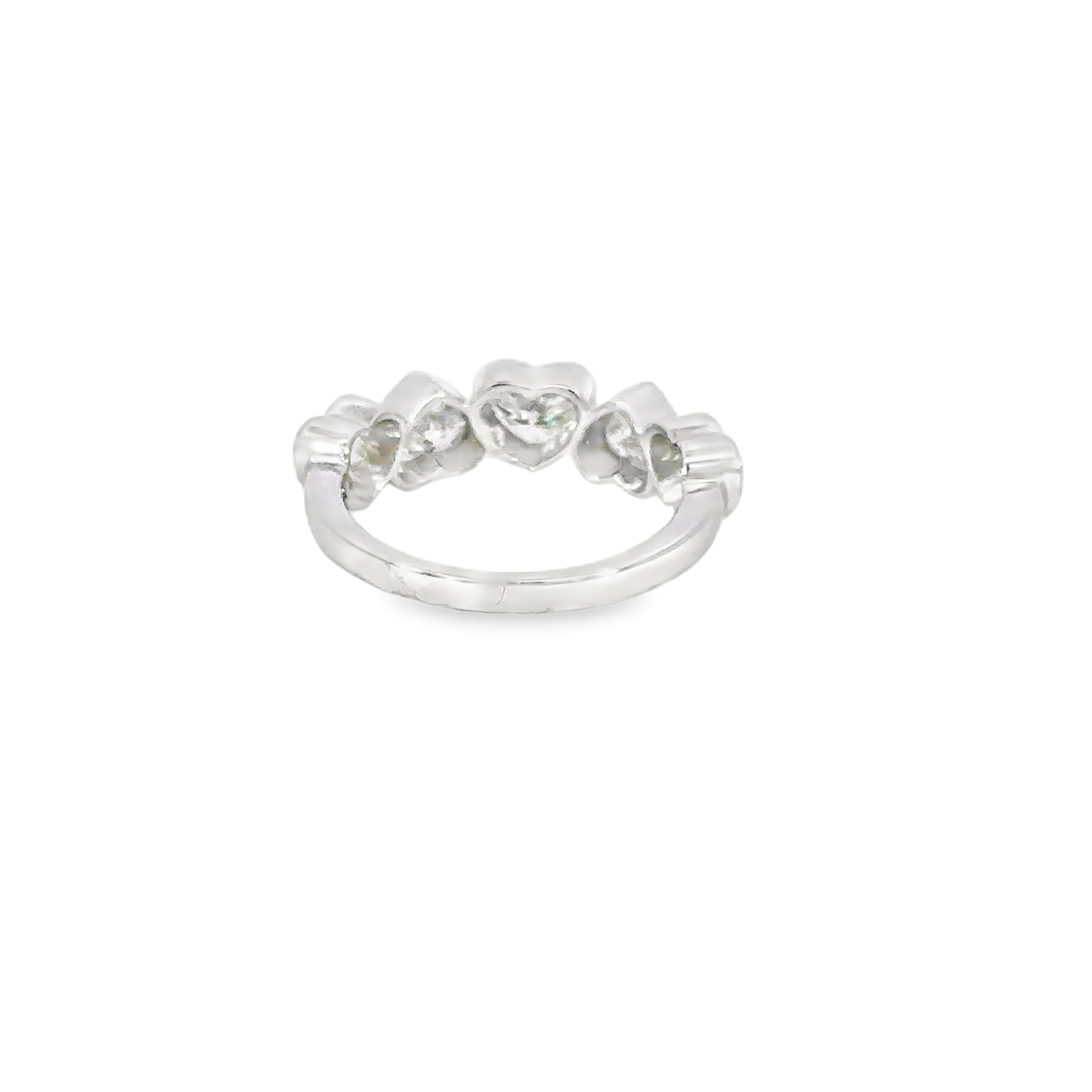 18K White Gold Five Heart Diamond Ring 2.10 Carat Multi Heart Design