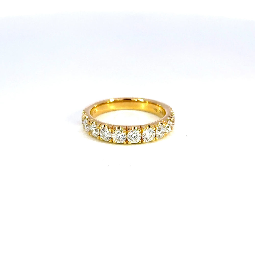 18K Yellow Gold Diamond Band 1.50 Carat 11 Stone Ring
