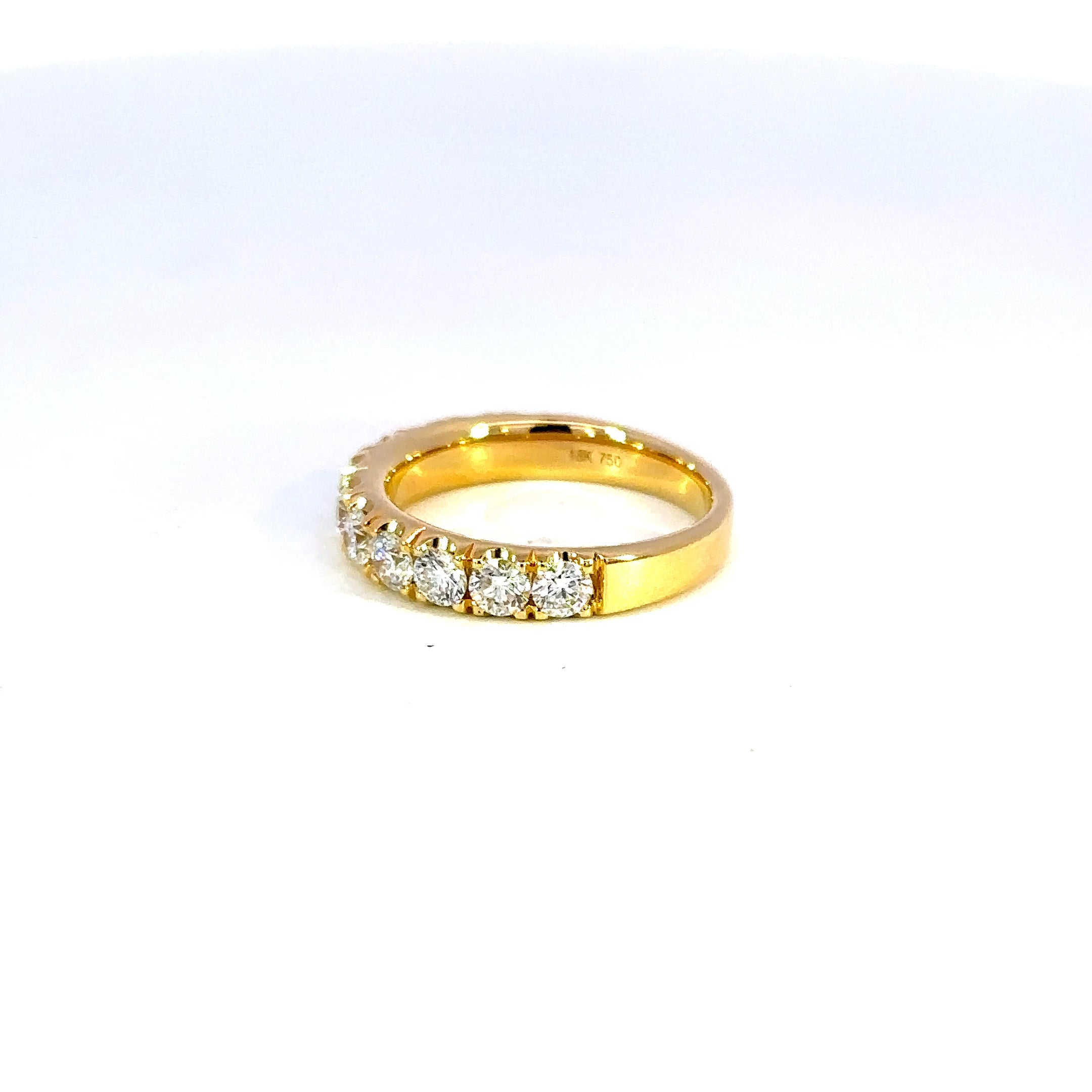 18K Yellow Gold Diamond Band 1.50 Carat 11 Stone Ring