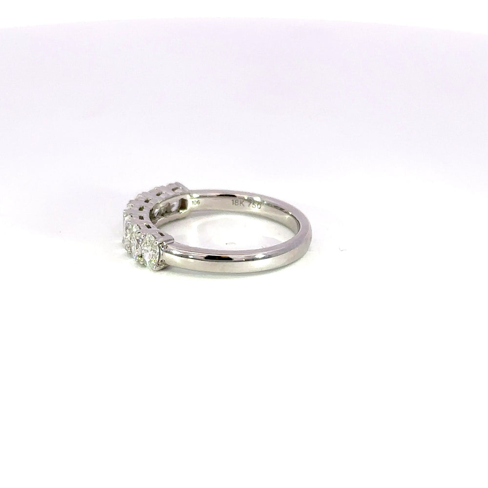 18K White Gold Seven Oval Diamond Ring 0.99 Carat Band