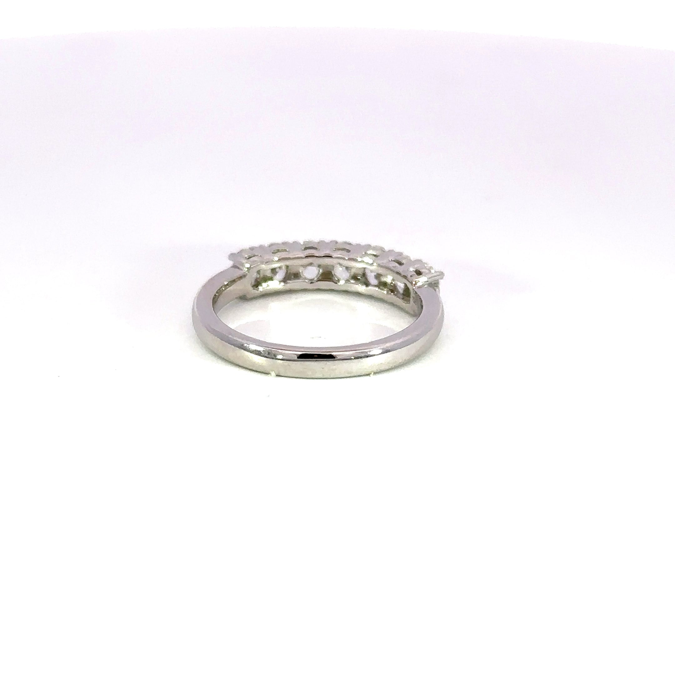 18K White Gold Seven Oval Diamond Ring 0.99 Carat Band