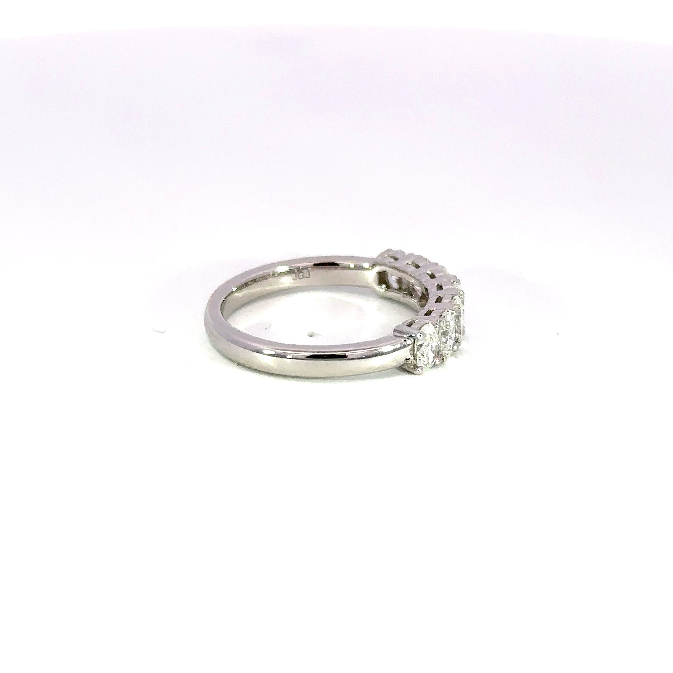 18K White Gold Seven Oval Diamond Ring 0.99 Carat Band