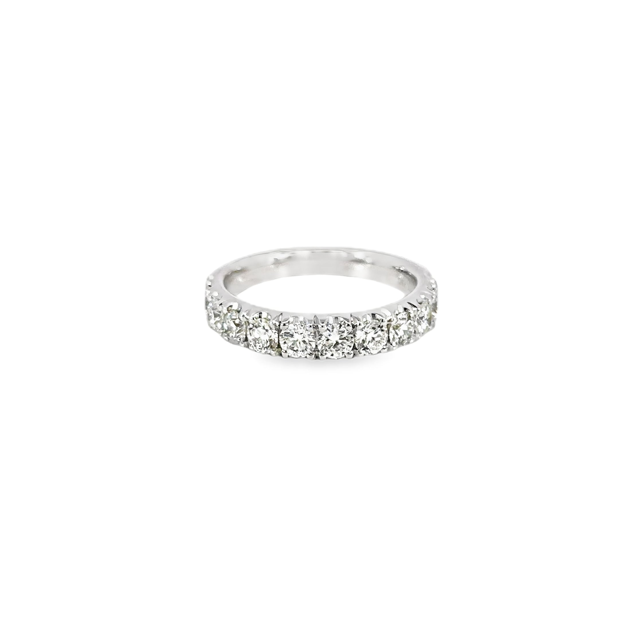 18K White Gold Diamond Band 1.47 Carat 11 Stone Ring