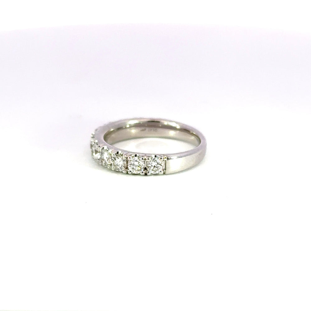 18K White Gold Diamond Band 1.47 Carat 11 Stone Ring