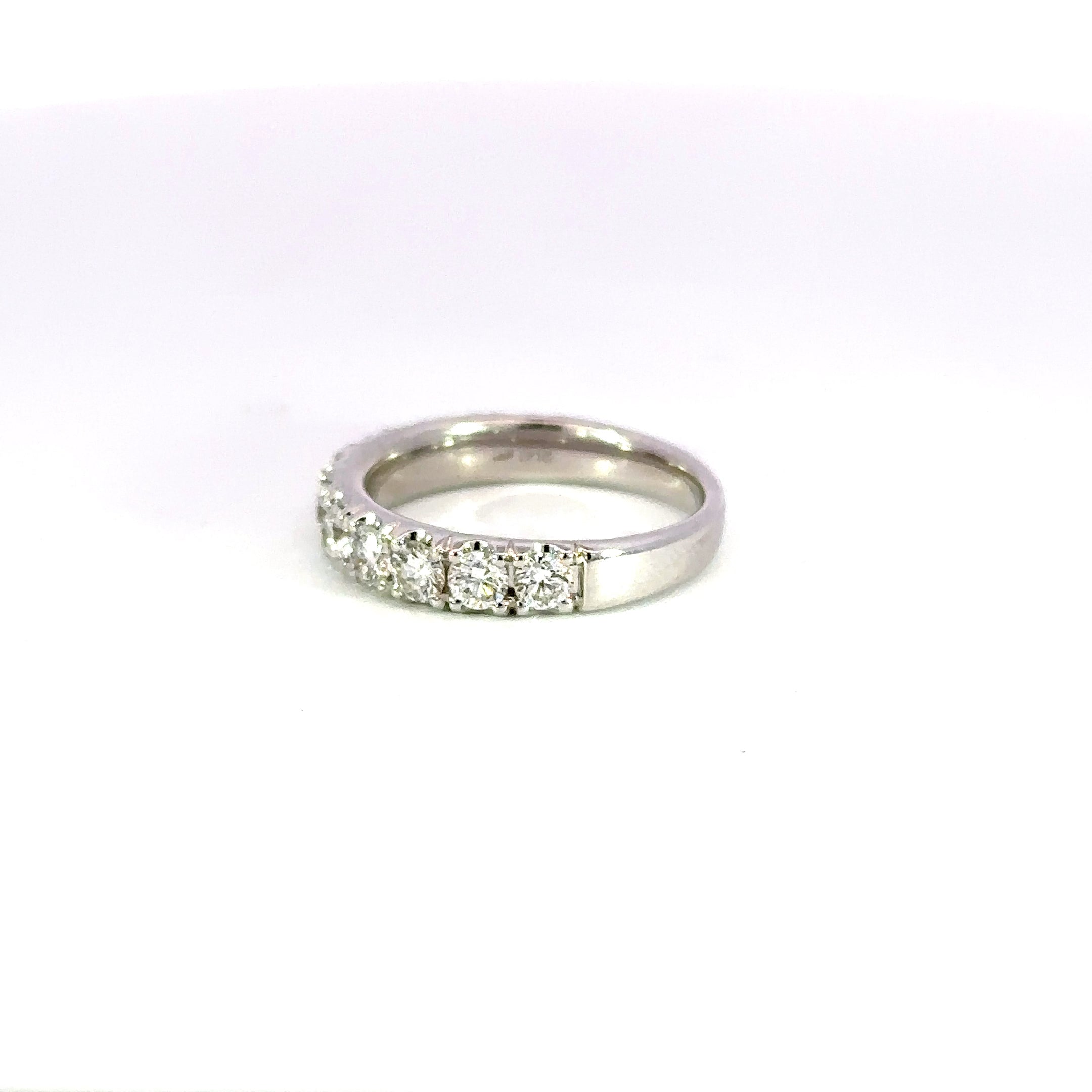 18K White Gold Diamond Band 1.47 Carat 11 Stone Ring