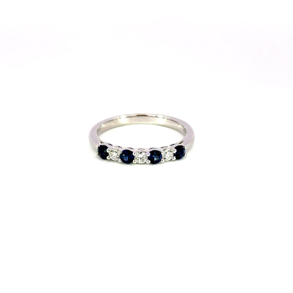 14K White Gold Sapphire & Diamond Band
