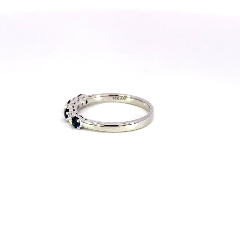 14K White Gold Sapphire & Diamond Band