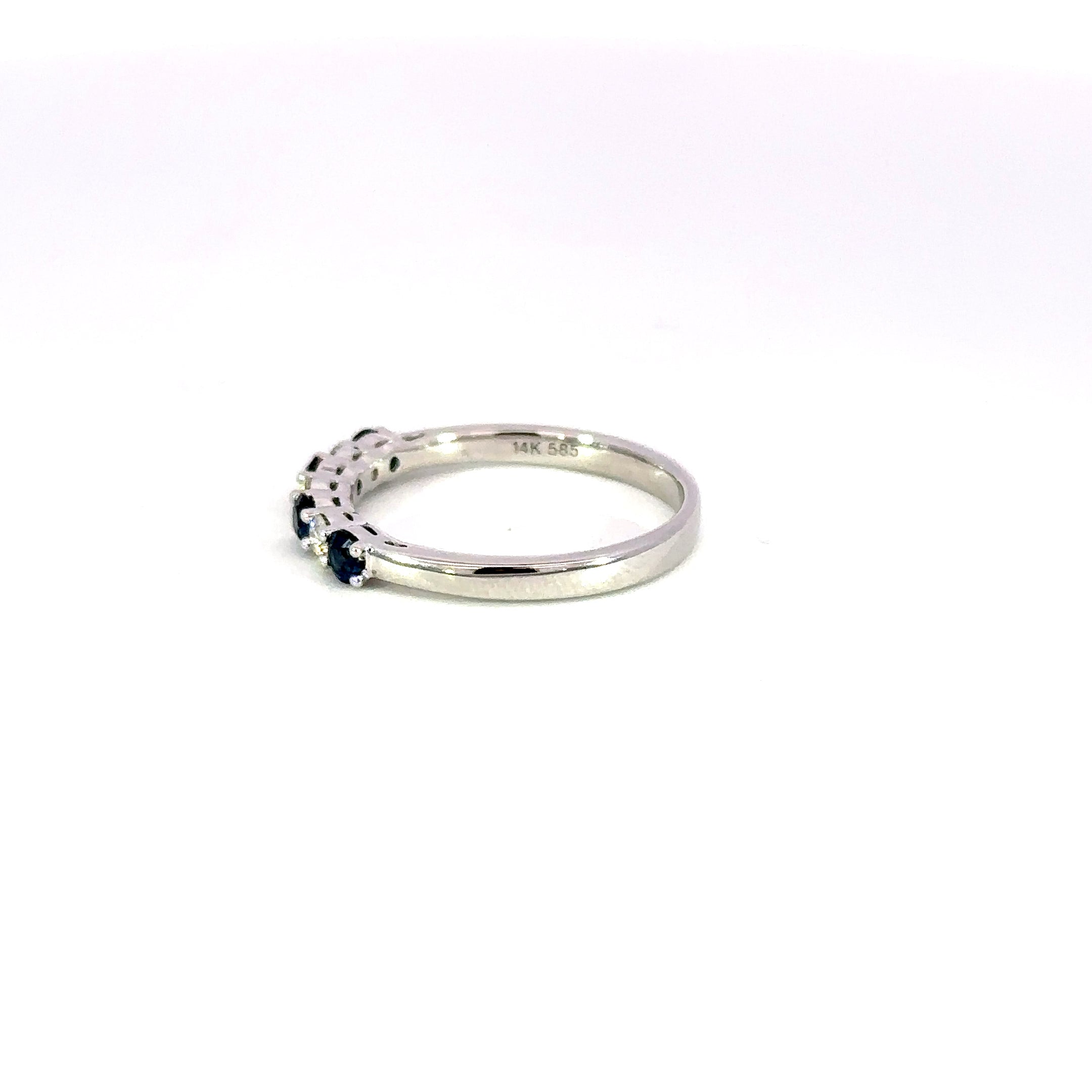 14K White Gold Sapphire & Diamond Band