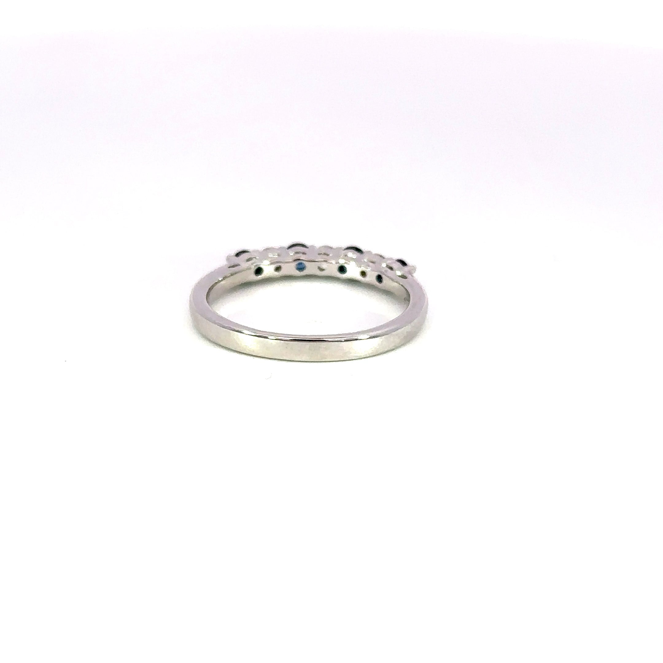 14K White Gold Sapphire & Diamond Band