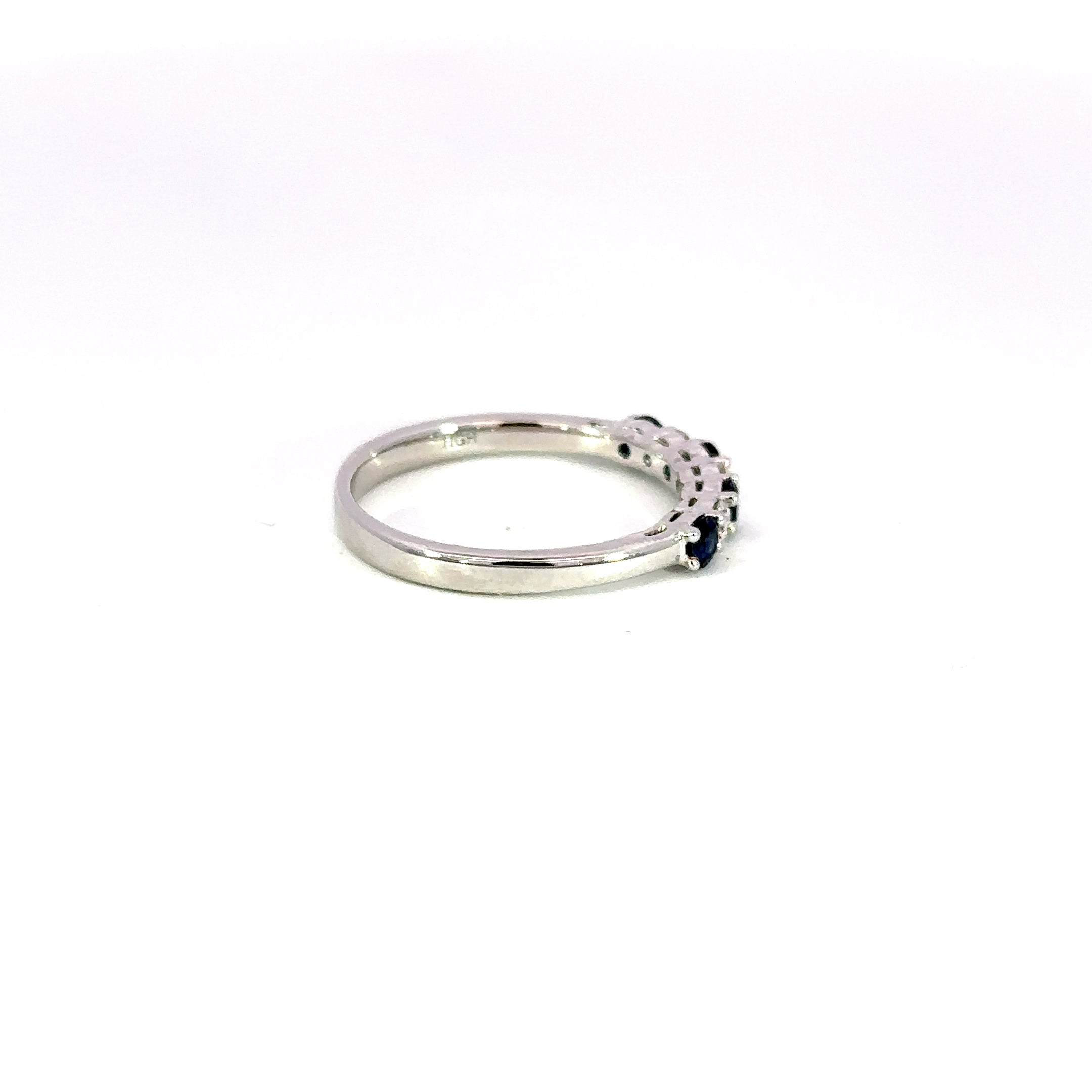 14K White Gold Sapphire & Diamond Band