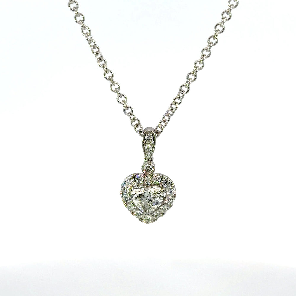 14K White Gold Heart Shape Diamond Pendant Necklace 2.39 Carat