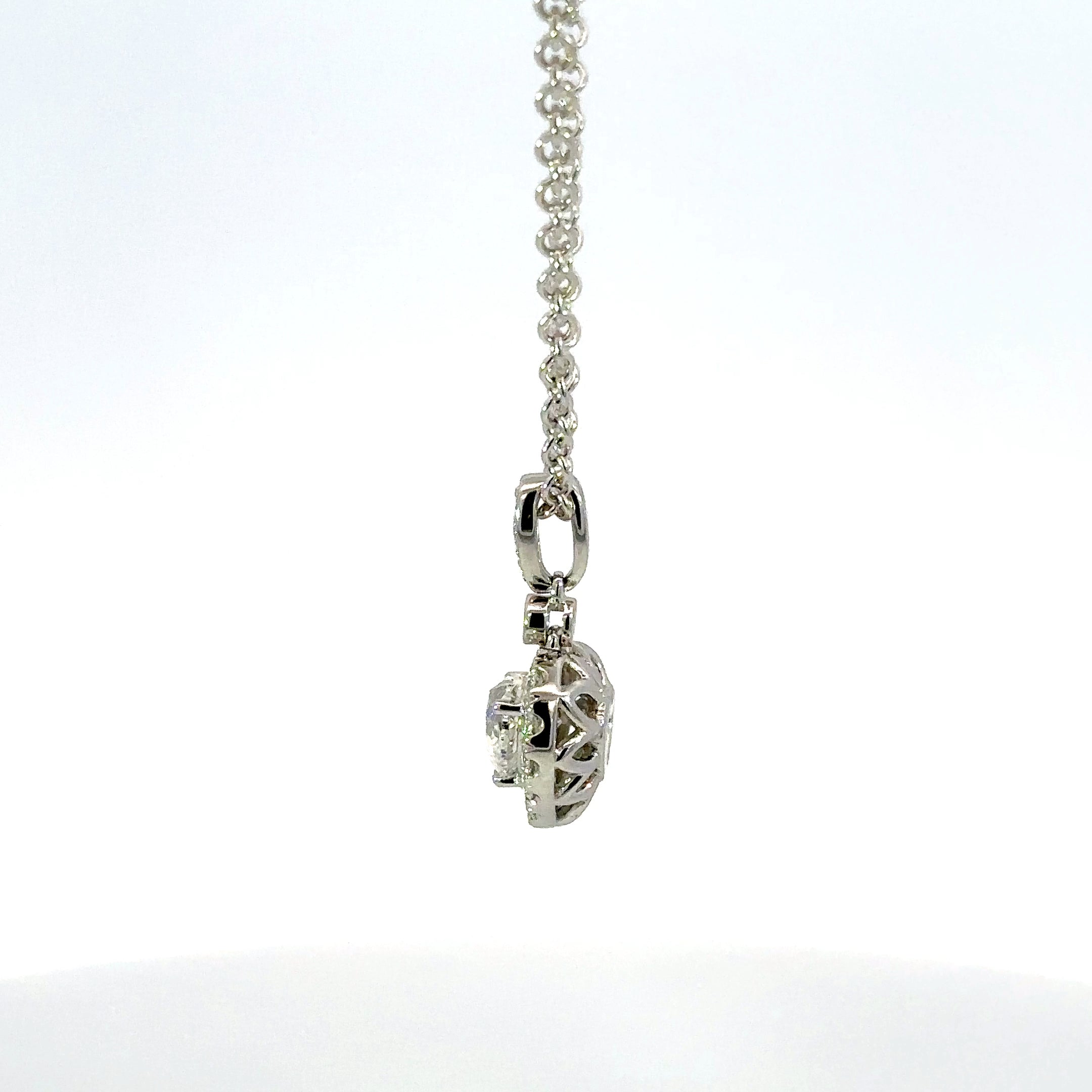 14K White Gold Heart Shape Diamond Pendant Necklace 2.39 Carat