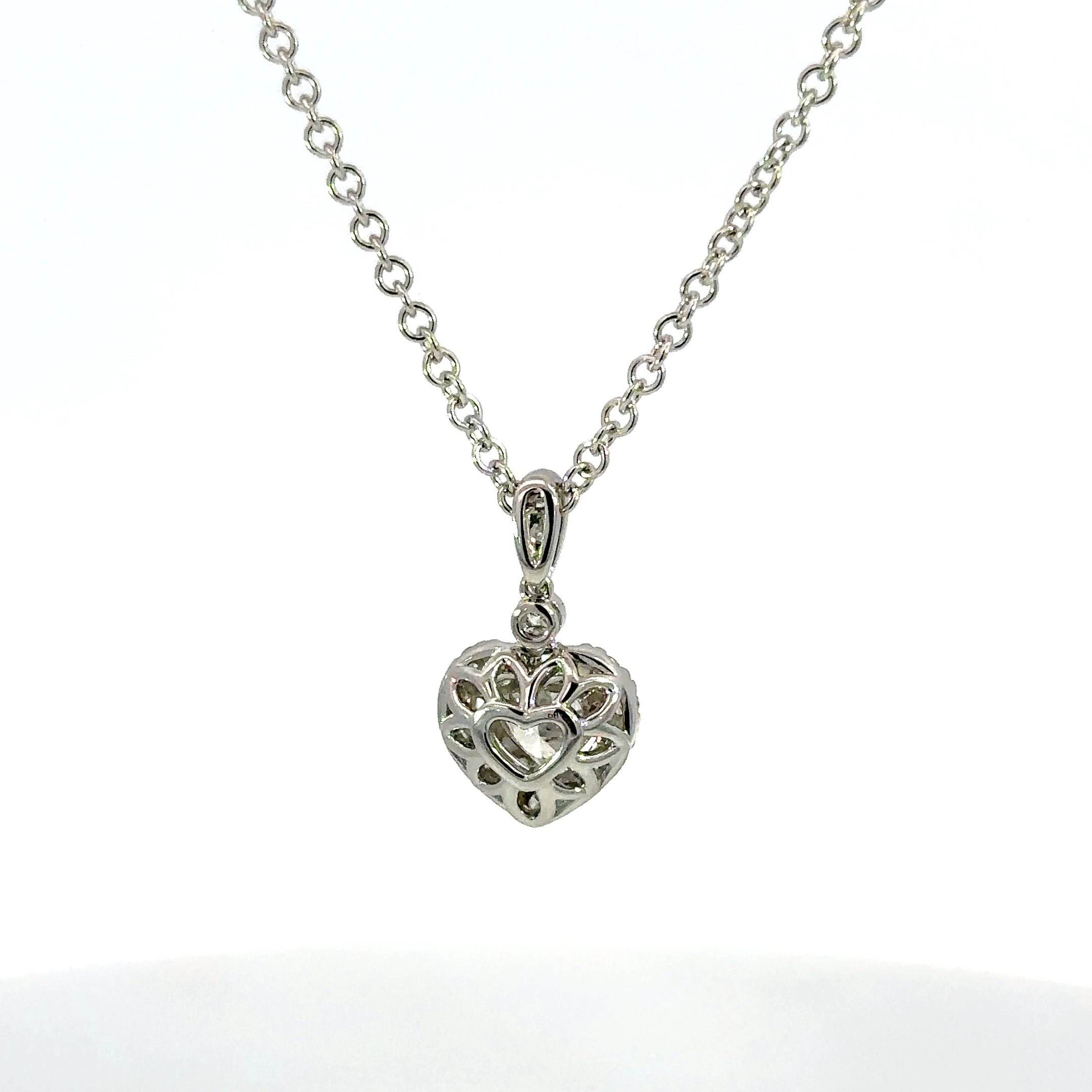 14K White Gold Heart Shape Diamond Pendant Necklace 2.39 Carat