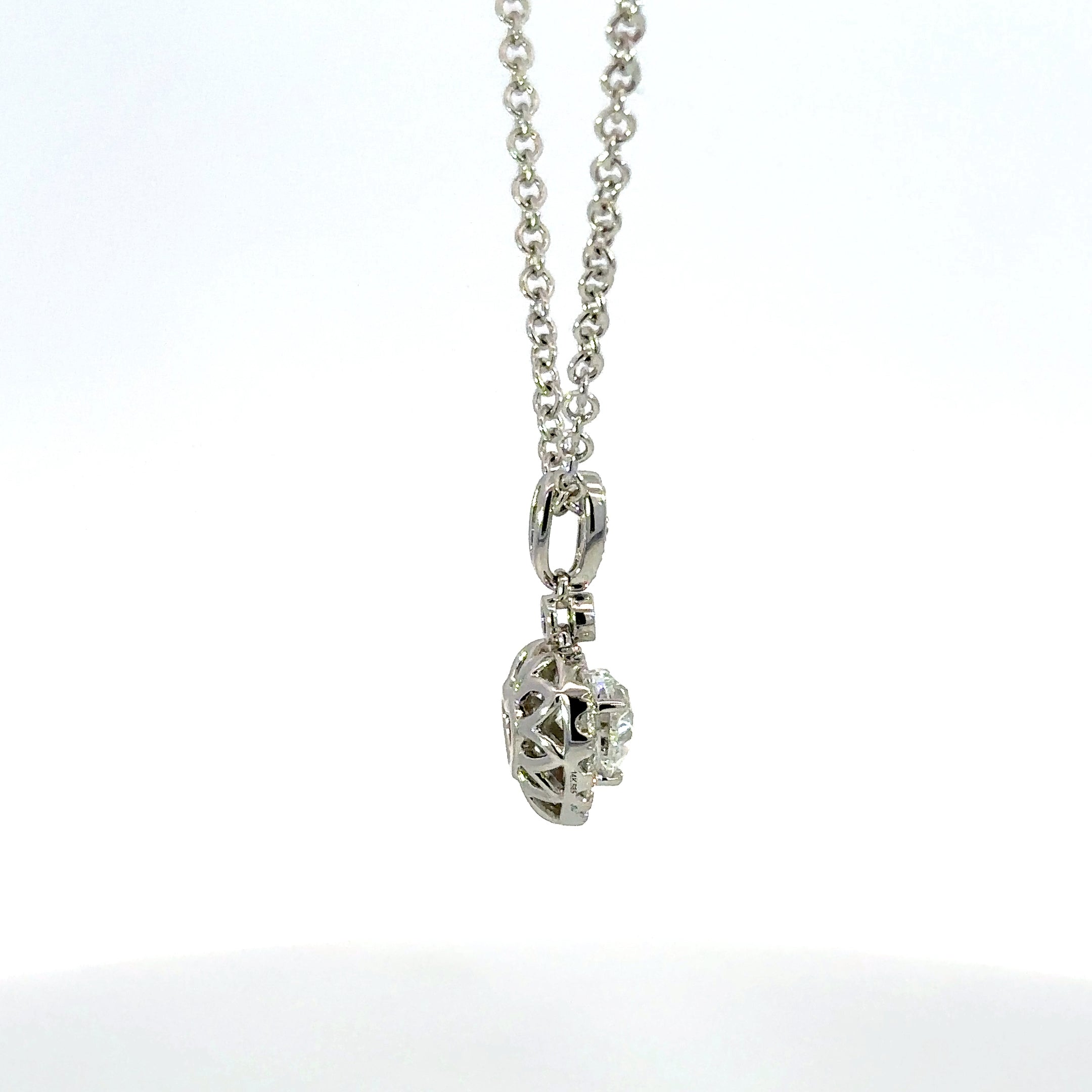 14K White Gold Heart Shape Diamond Pendant Necklace 2.39 Carat