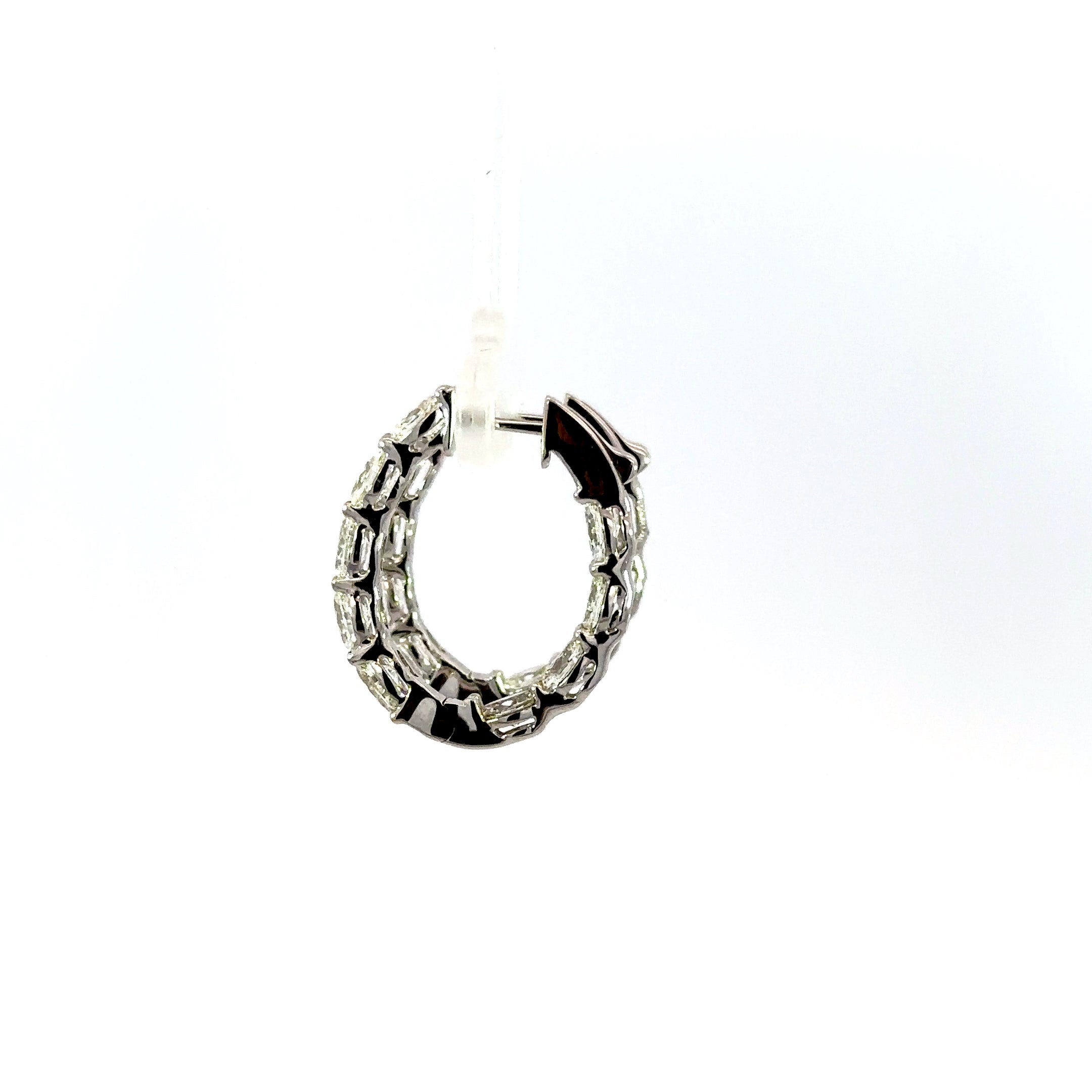 18K White Gold In/Out Oval Diamond Hoop Earrings 4.50 Carat