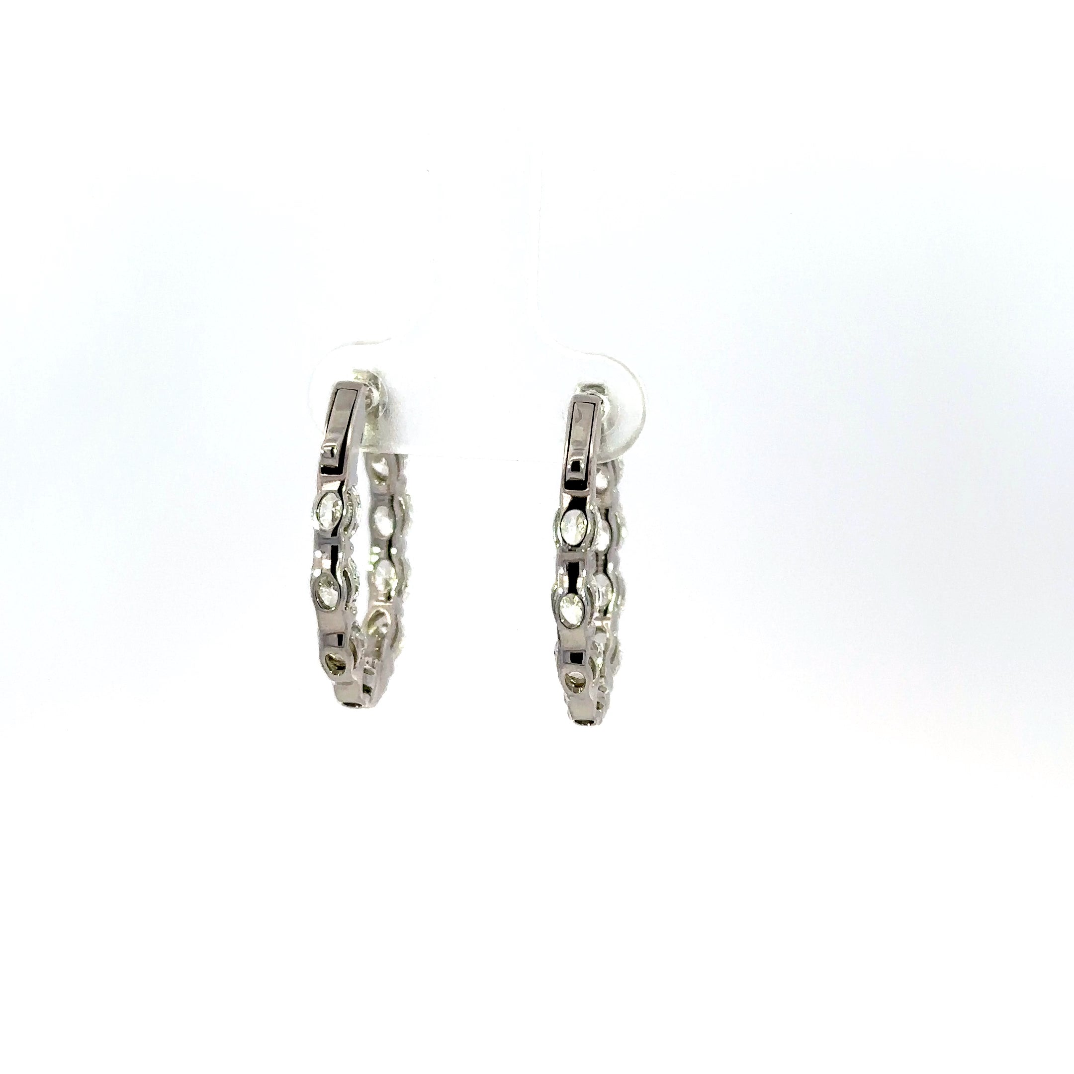 18K White Gold In/Out Oval Diamond Hoop Earrings 4.50 Carat