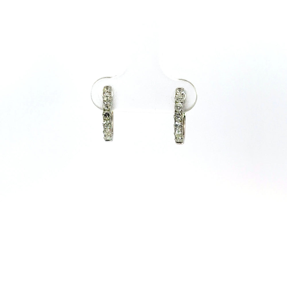 18K White Gold Diamond Huggie Earrings 0.50 Carat Hoop Earrings