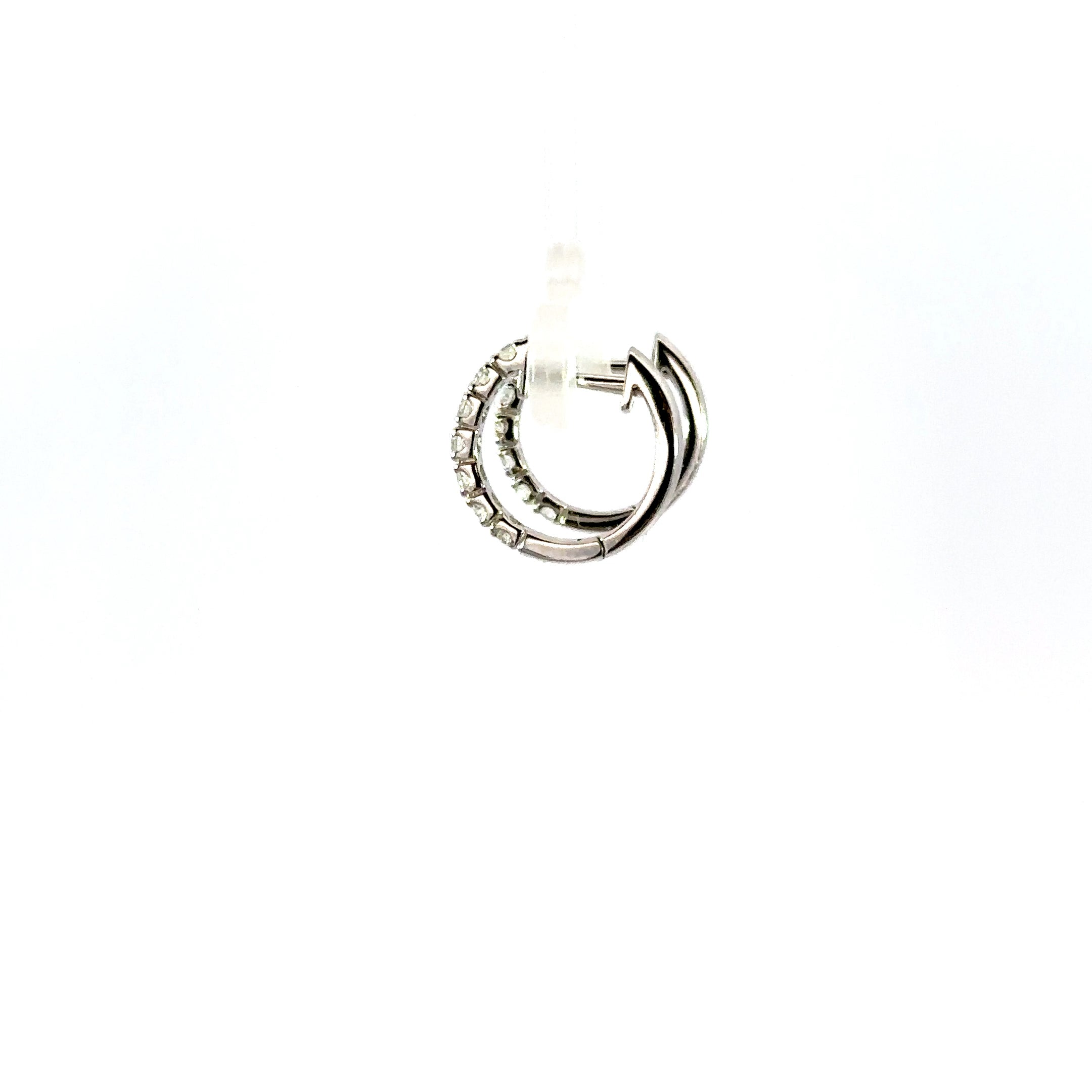 18K White Gold Diamond Huggie Earrings 0.50 Carat Hoop Earrings
