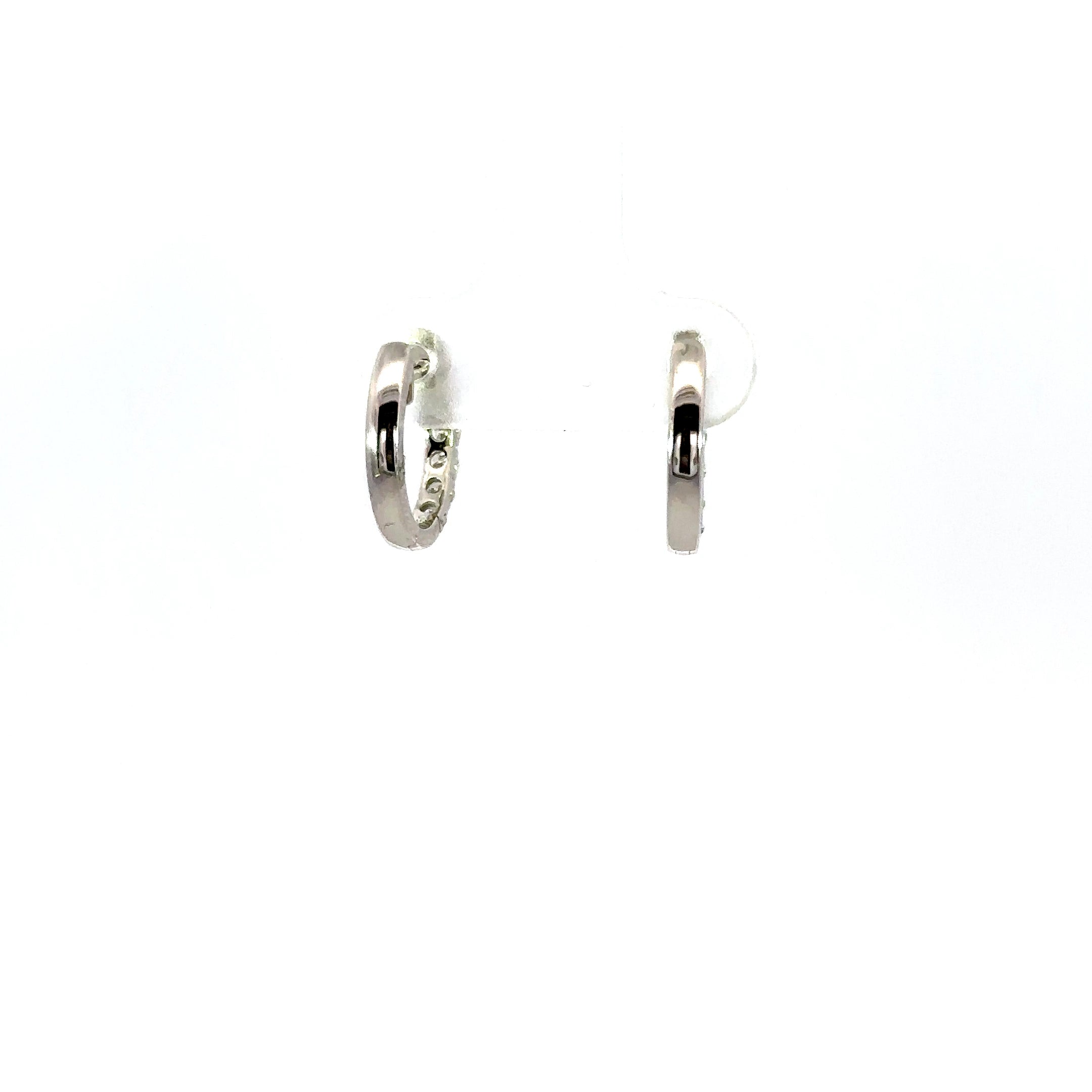18K White Gold Diamond Huggie Earrings 0.50 Carat Hoop Earrings