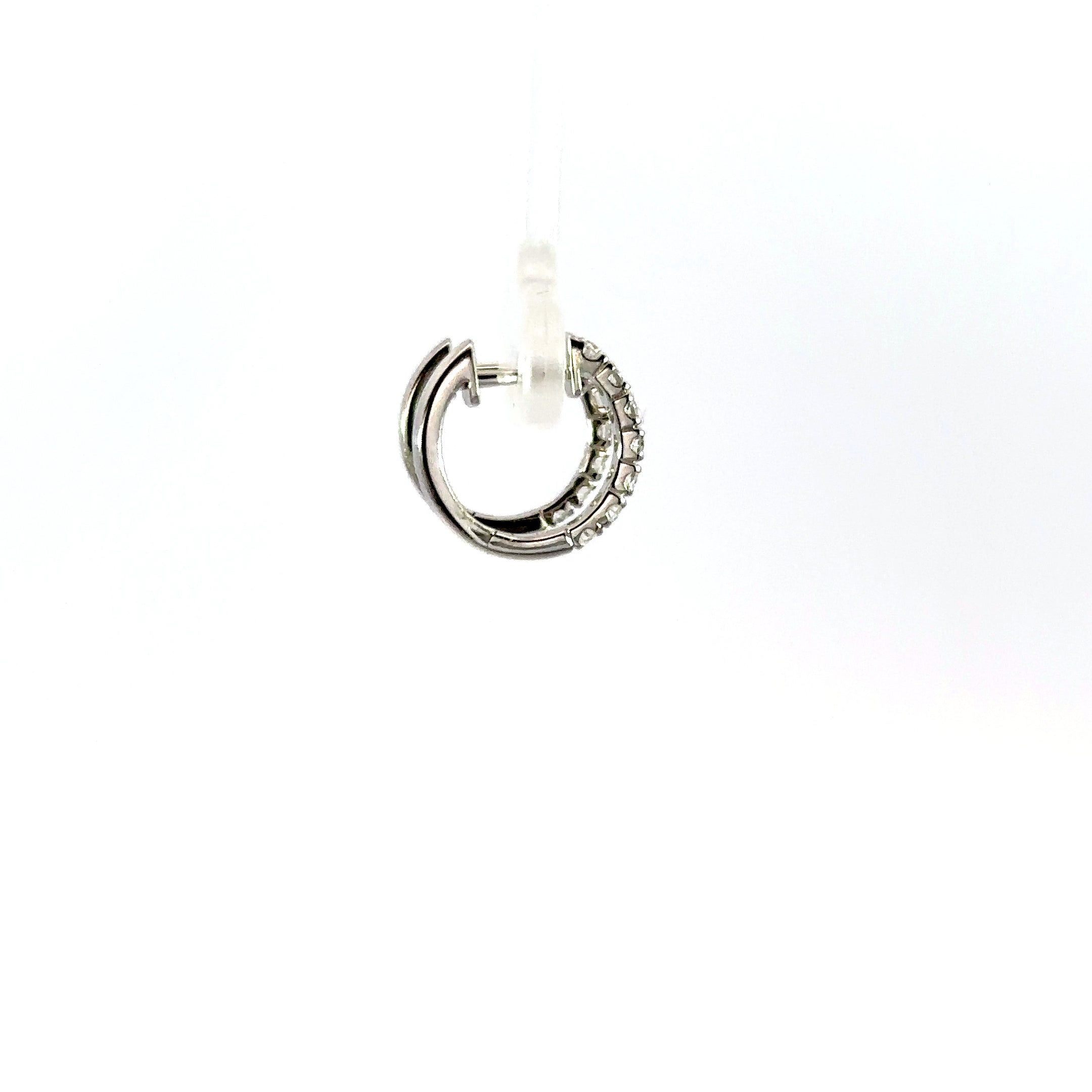 18K White Gold Diamond Huggie Earrings 0.50 Carat Hoop Earrings