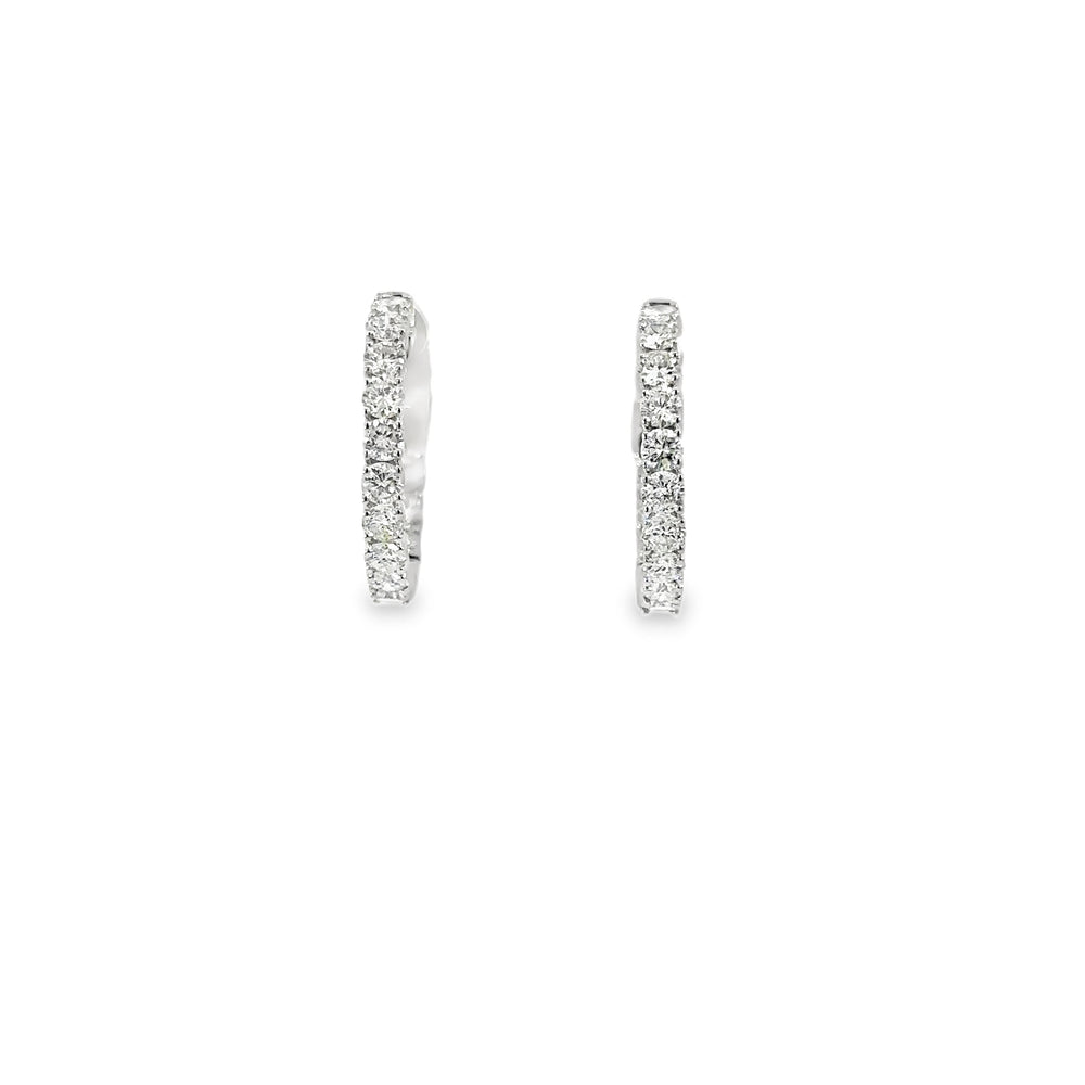 18K White Gold Diamond Hoops Inside Out 2.00 Carat